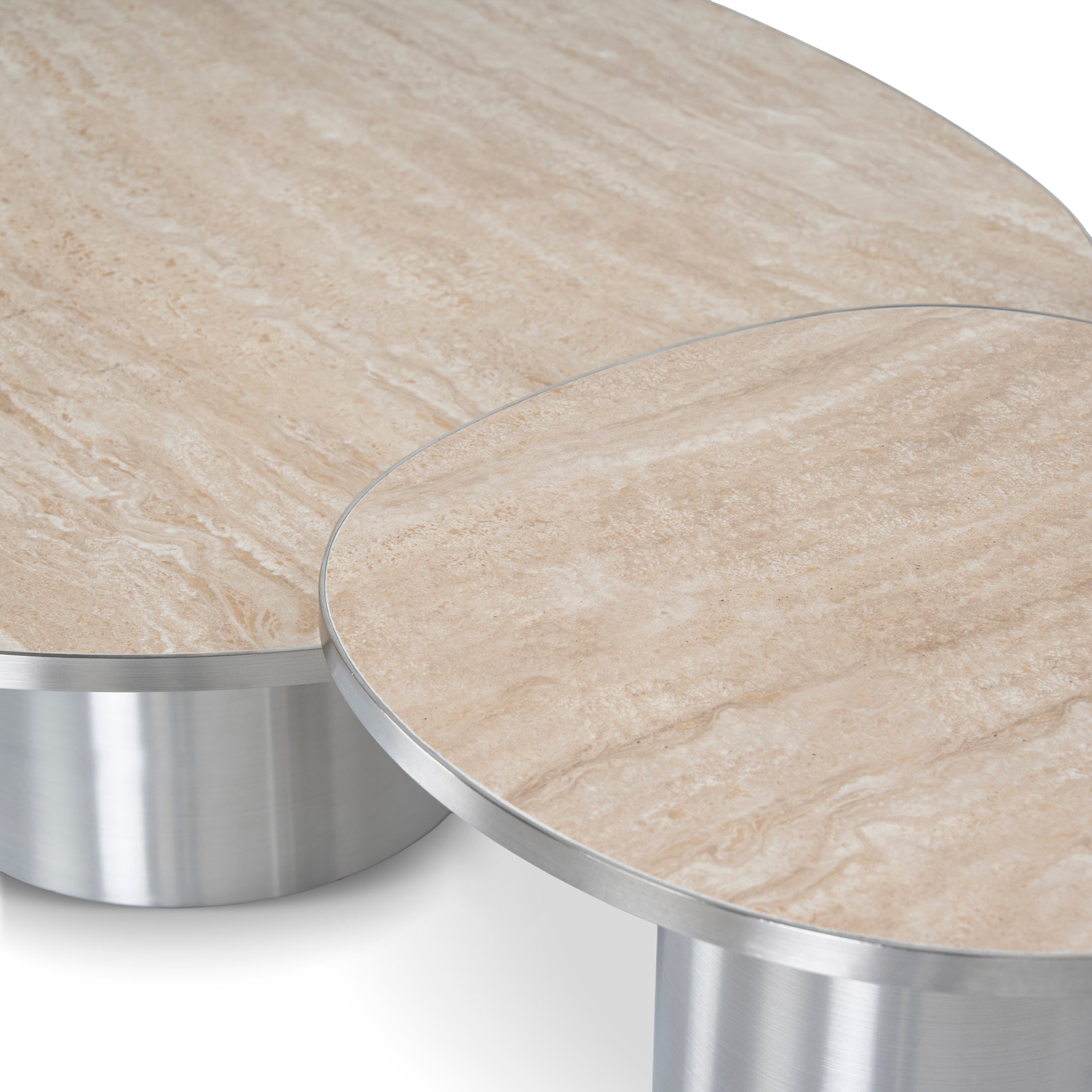 CST10316-NY Nested Porcelain Coffee Table Table - Stainless Steel