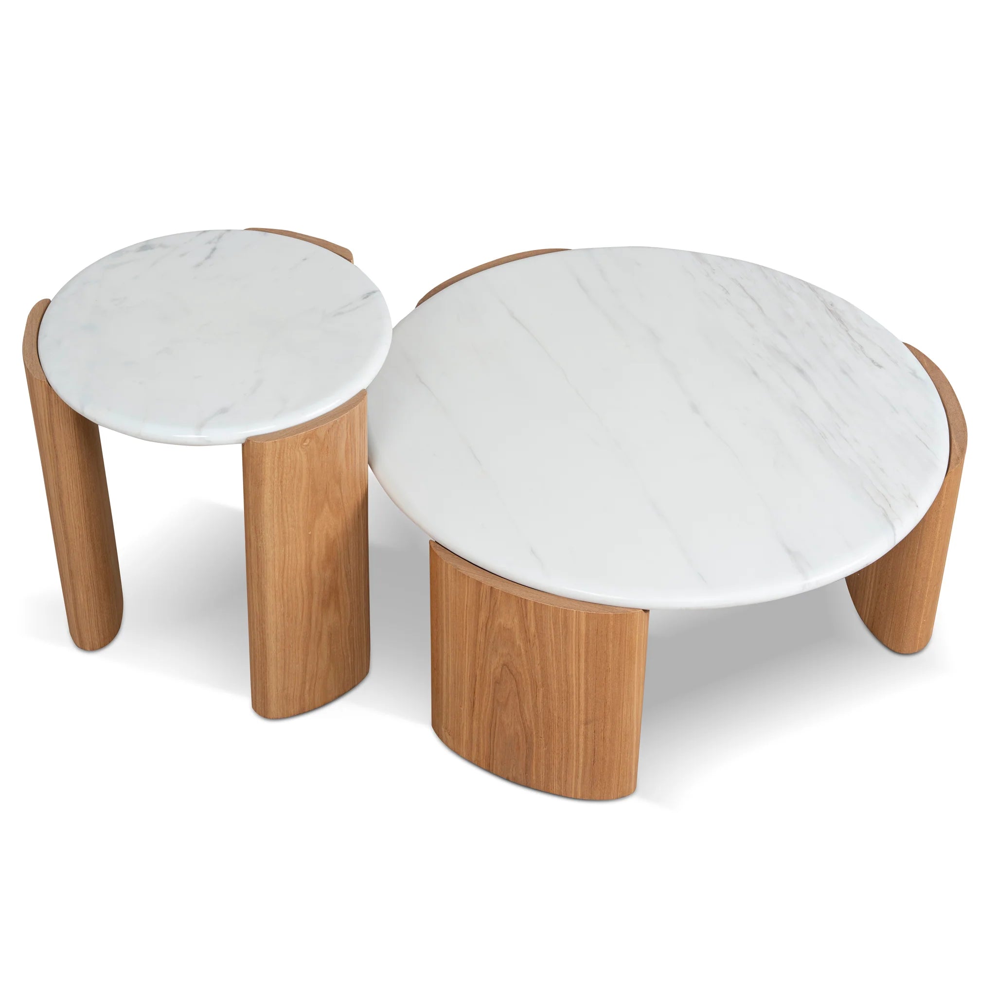 Showcasing Sikomora Nested Carrara Marble Coffee Table - Natural ST10318-NY Coffee Table by Calibre Furniturs