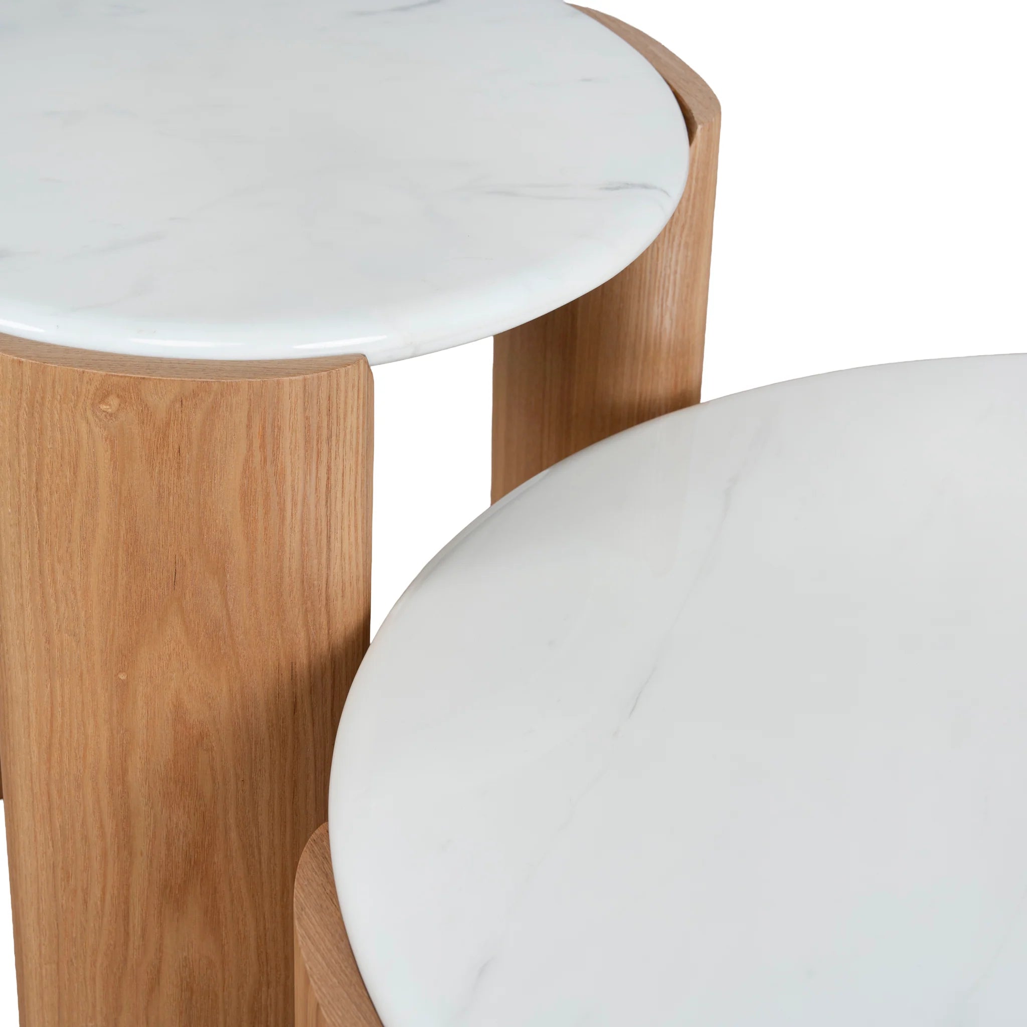 Sikomora Nested Carrara Marble Coffee Table - Natural