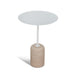 Showcasing Tasena 45cm Matte White Side Table - Travertine ST10319-NY Side Table by Calibre Furniturs