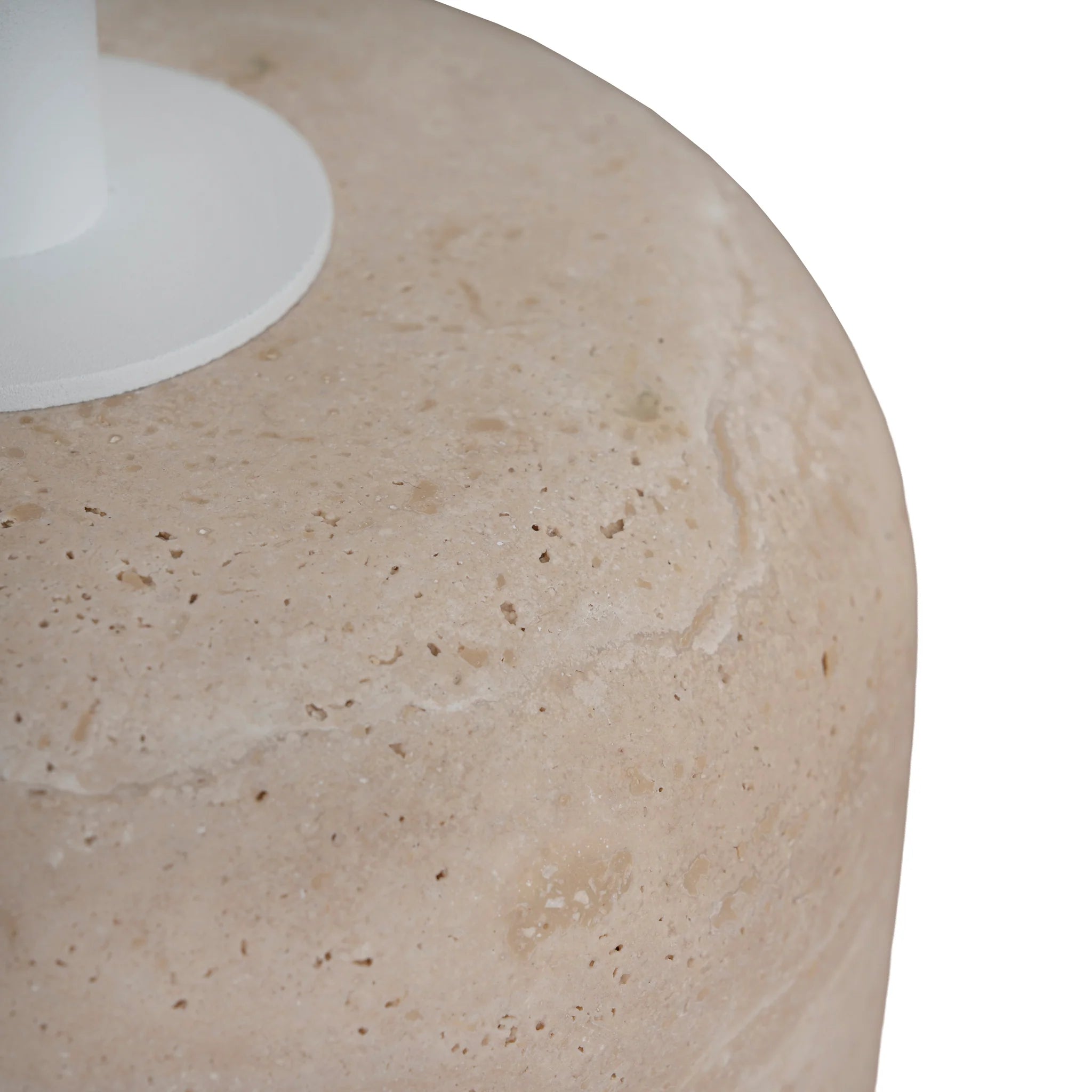Tasena 45cm Matte White Side Table - Travertine