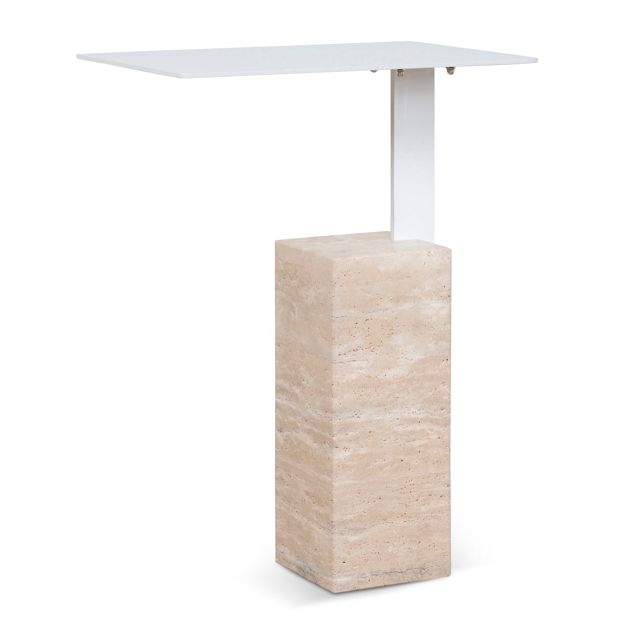 CST10322-NY 40cm Matte White Side Table - Natural