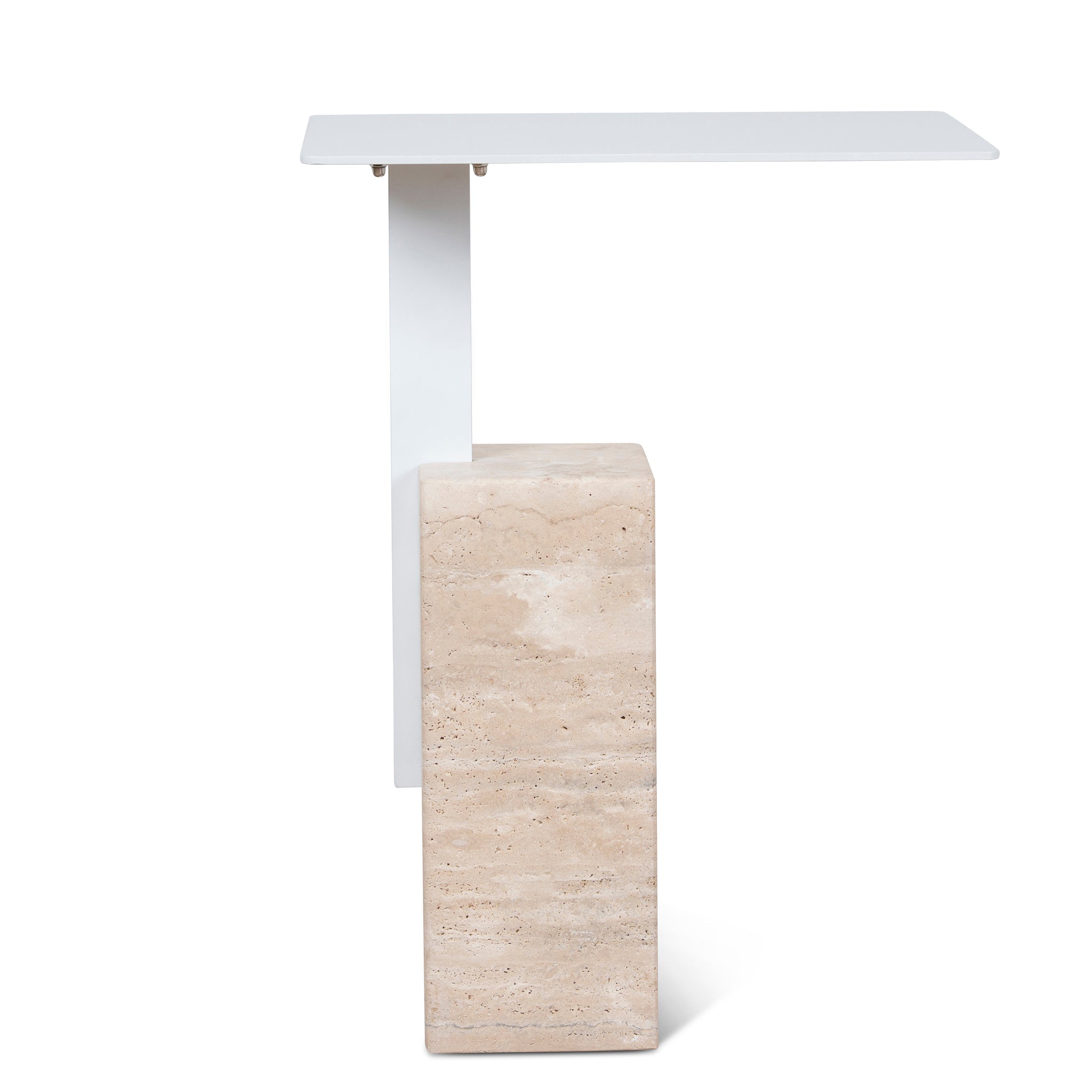 CST10322-NY 40cm Matte White Side Table - Natural