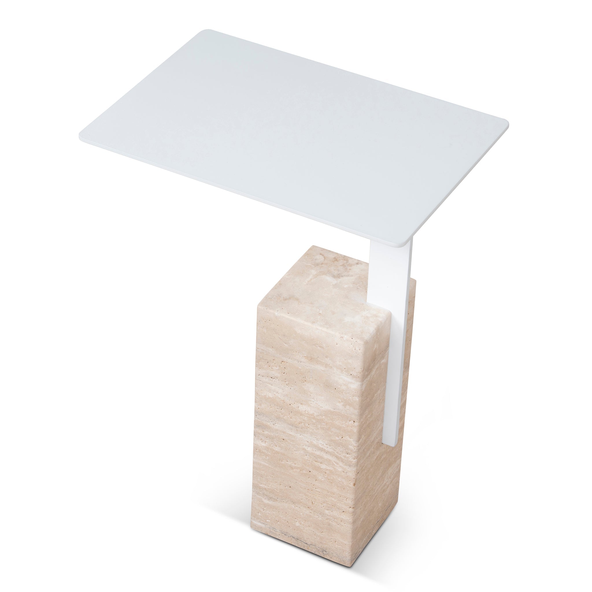 CST10322-NY 40cm Matte White Side Table - Natural