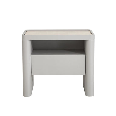 Showcasing Beliluna Glass Top Bedside Table - Warm Grey ST10539-IG Bedside Table by Calibre Furniturs