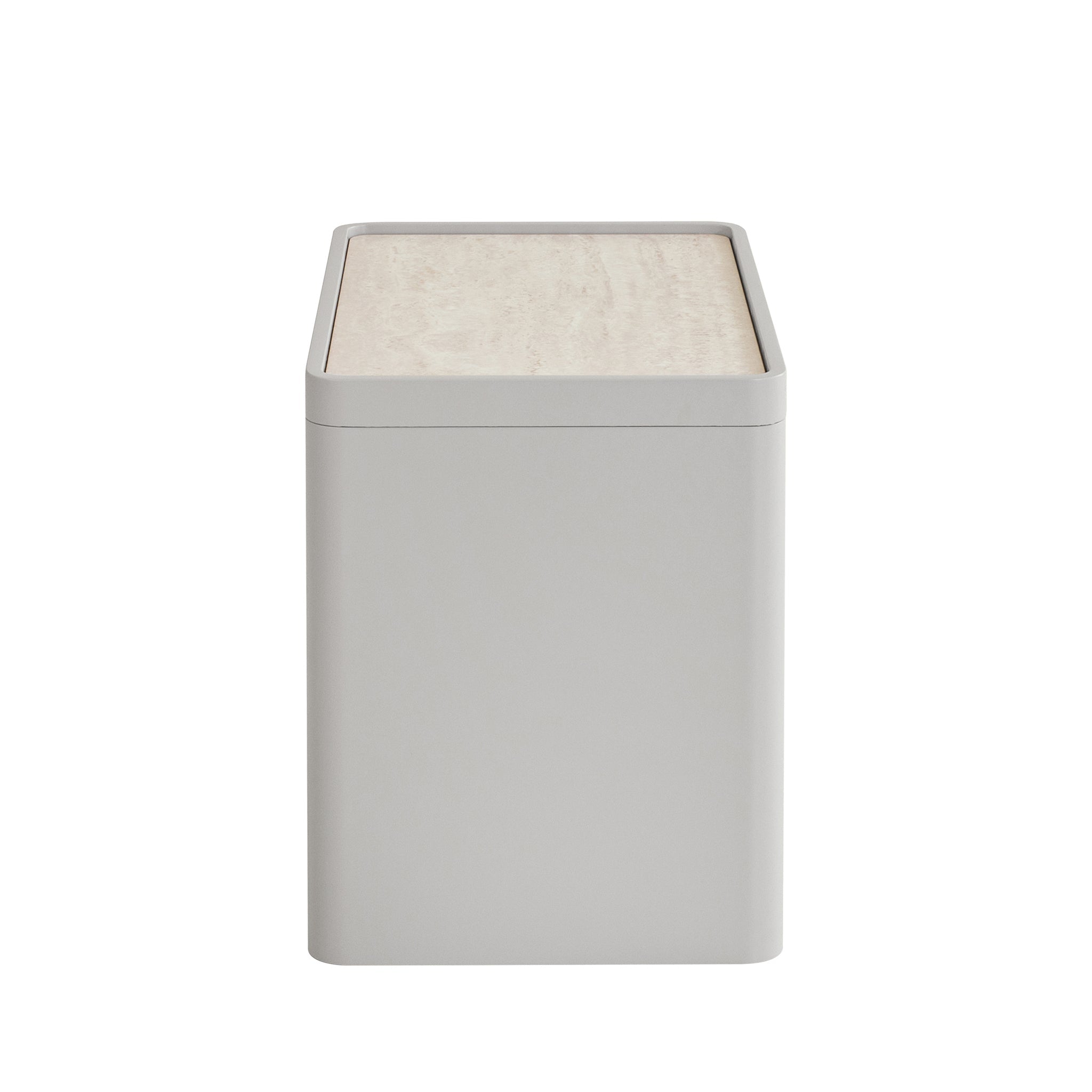 CST10539-IG 60cm Glass Top Bedside Table - Warm Grey