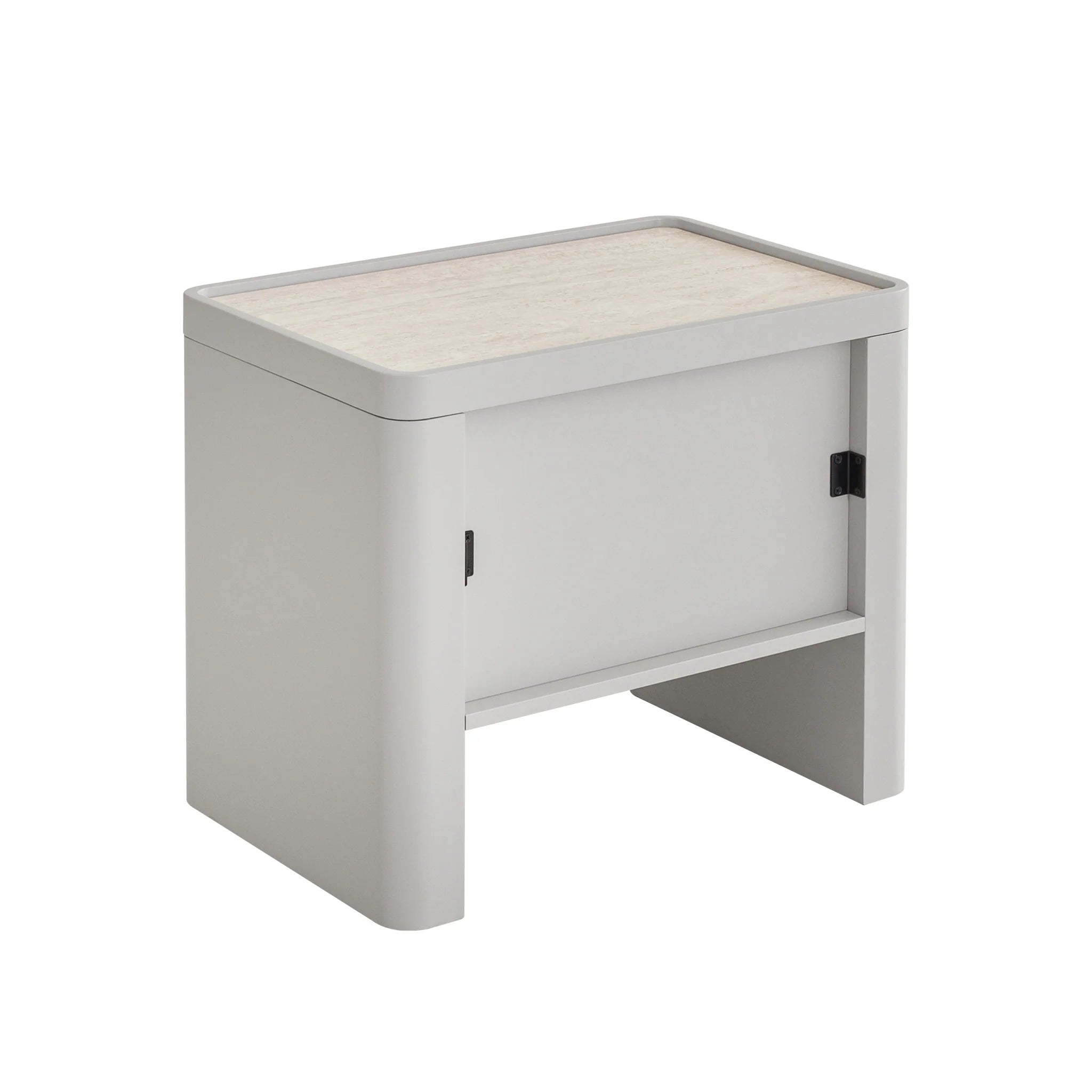 Beliluna Glass Top Bedside Table - Warm Grey
