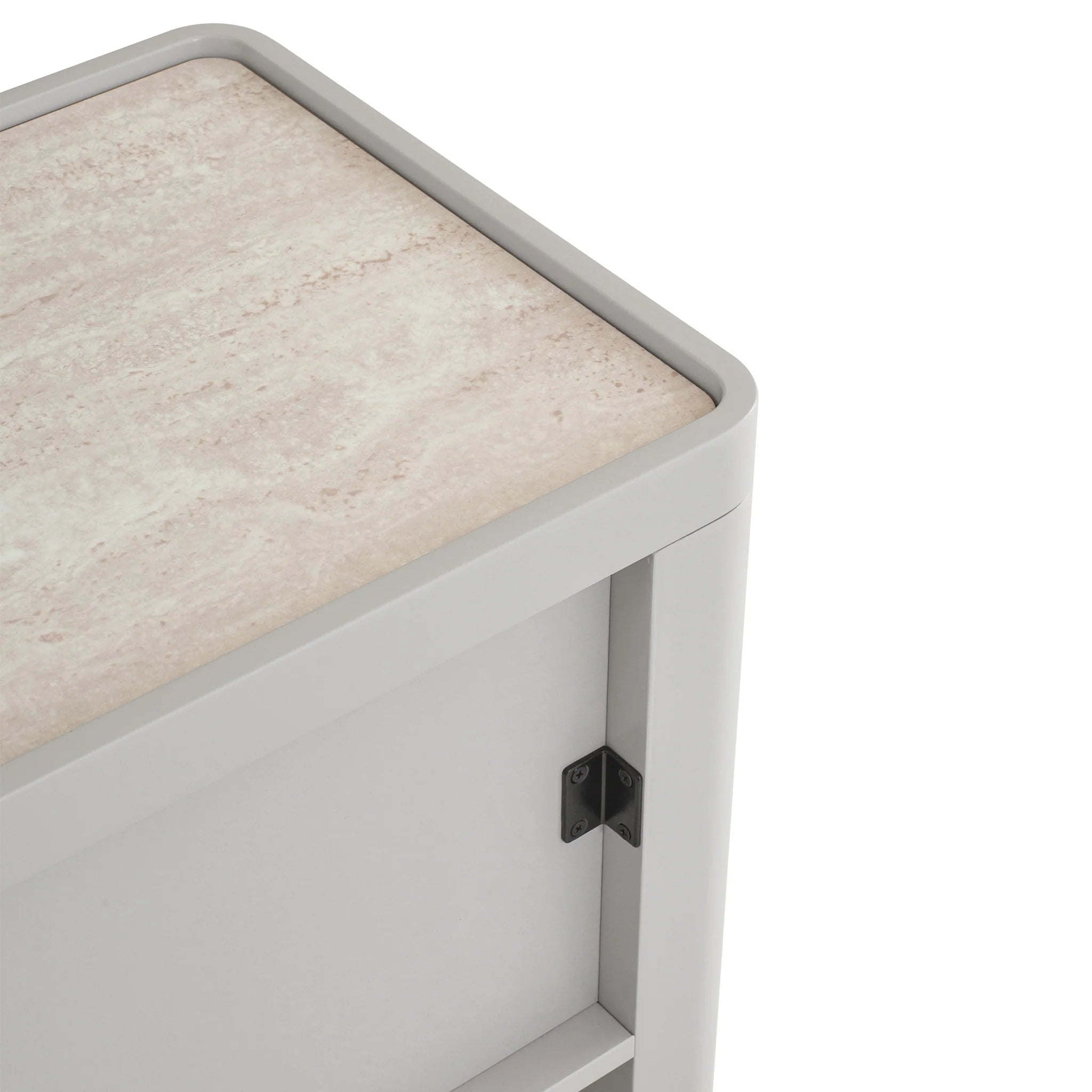 Beliluna Glass Top Bedside Table - Warm Grey