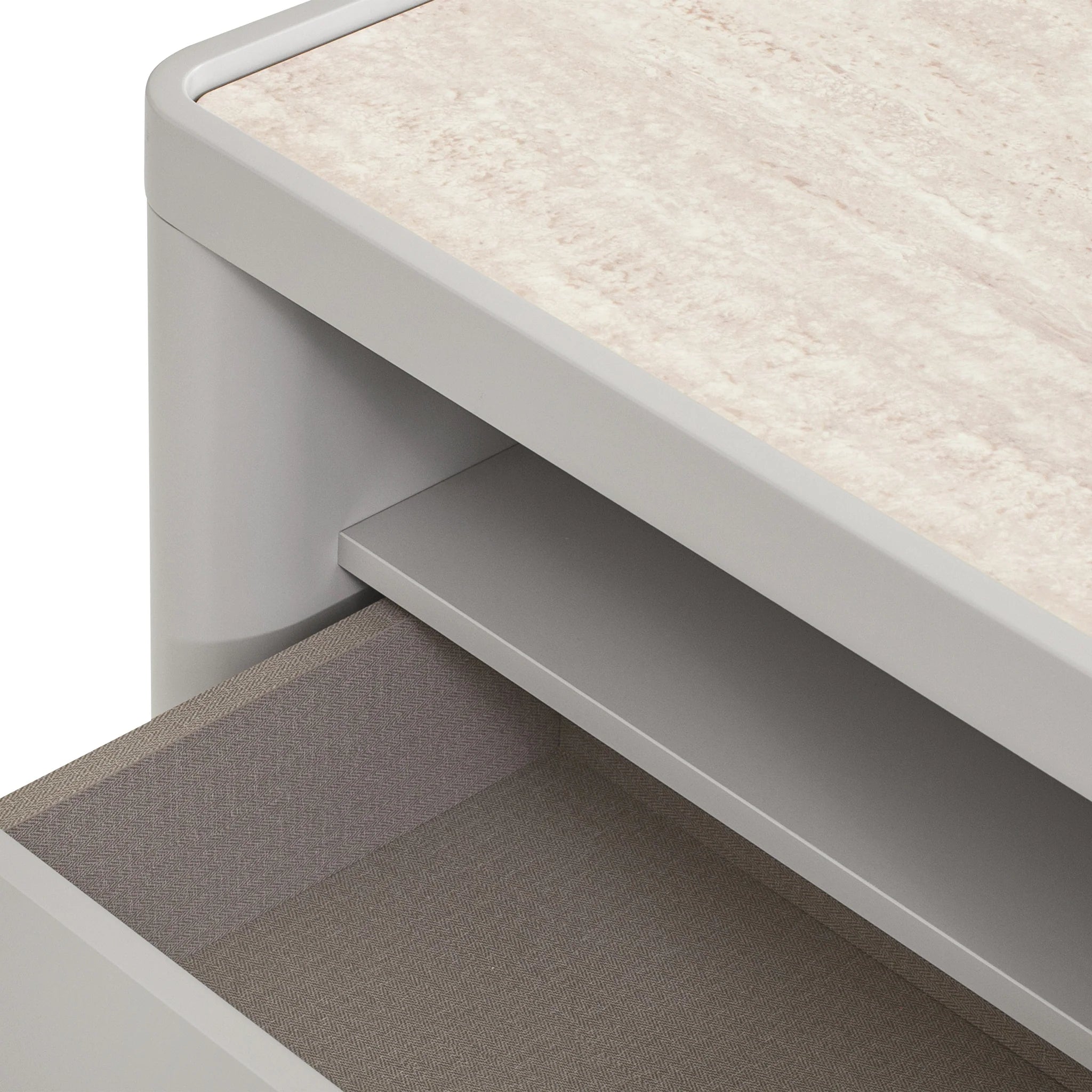 Beliluna Glass Top Bedside Table - Warm Grey