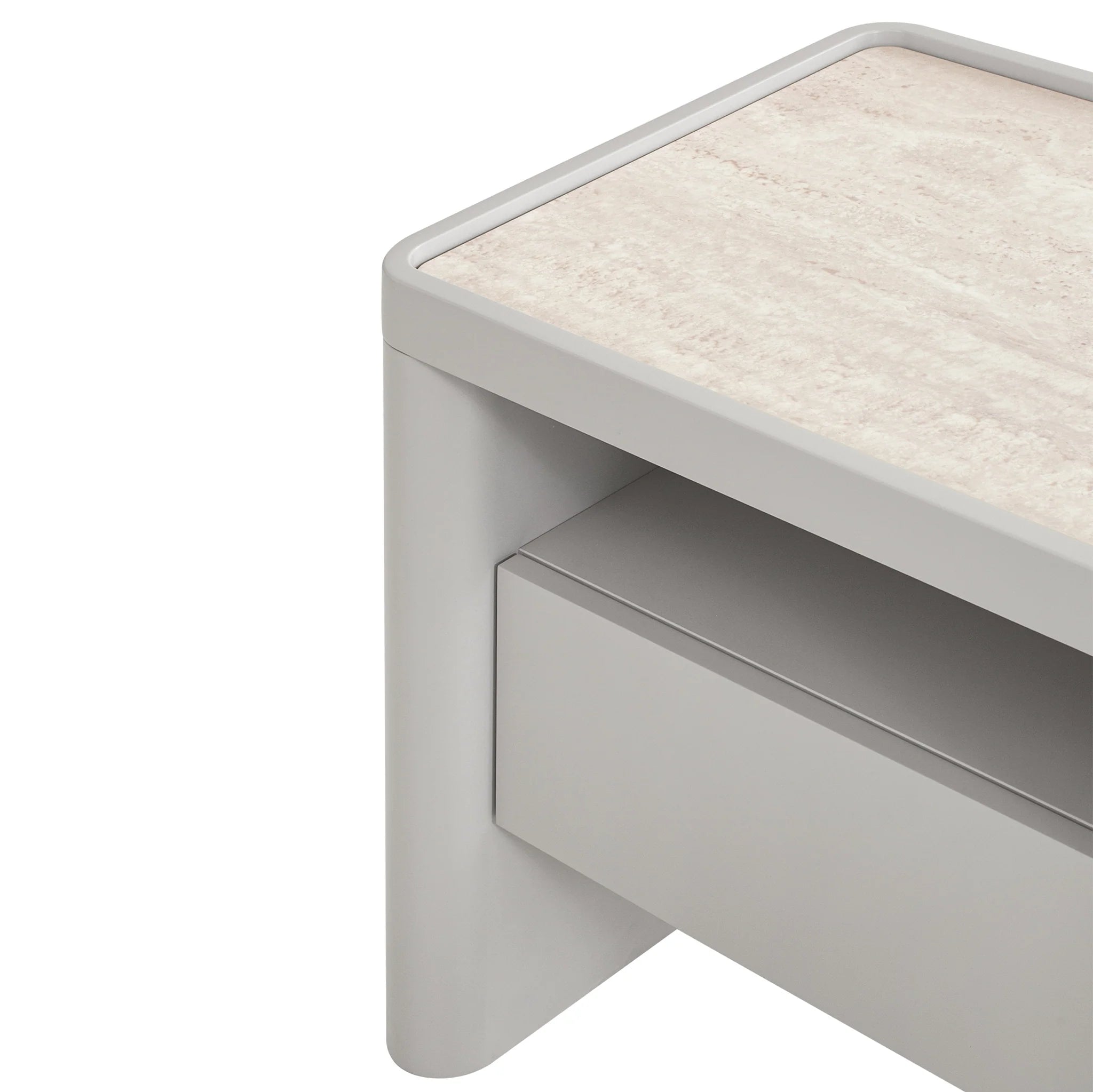Beliluna Glass Top Bedside Table - Warm Grey