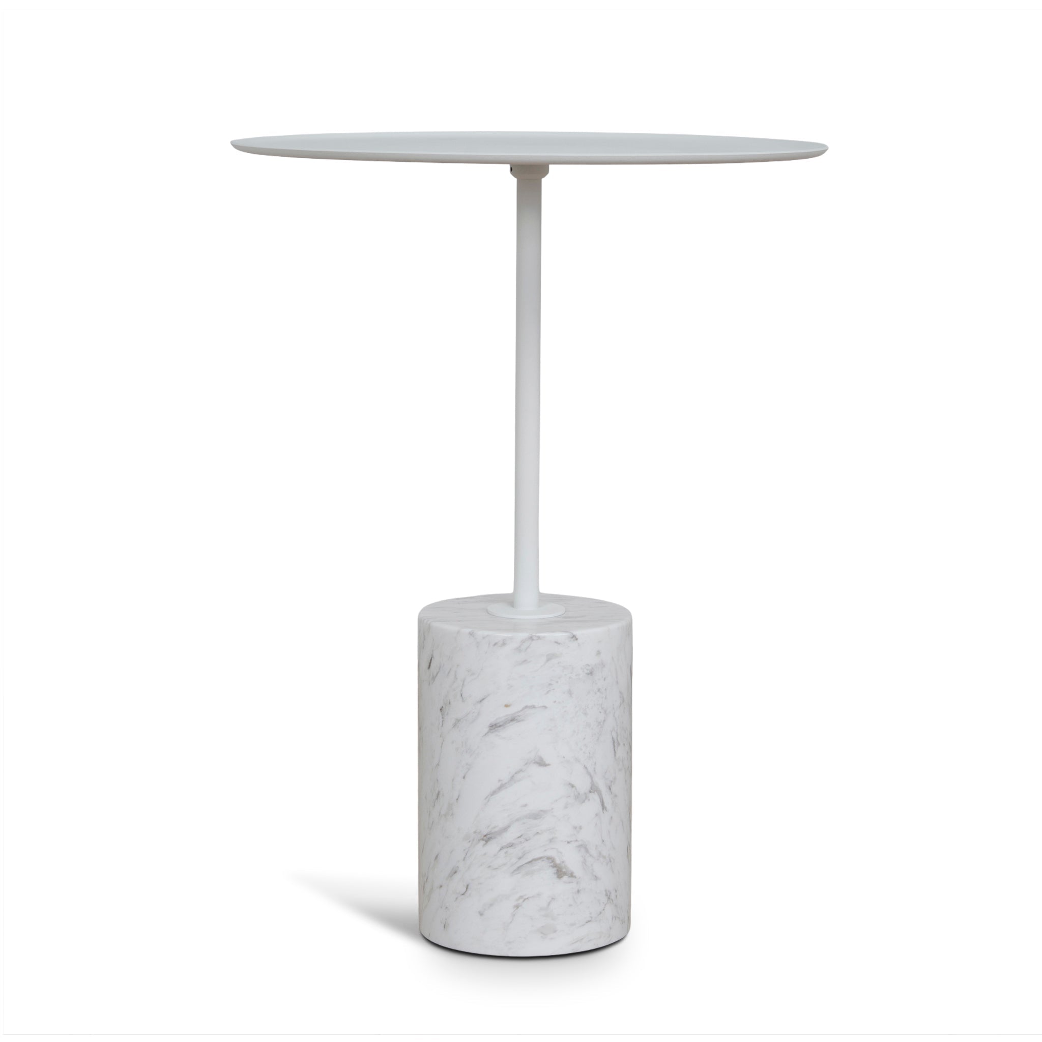 CST10979-NY 45cm Matte White Side Table - Carrara Marble