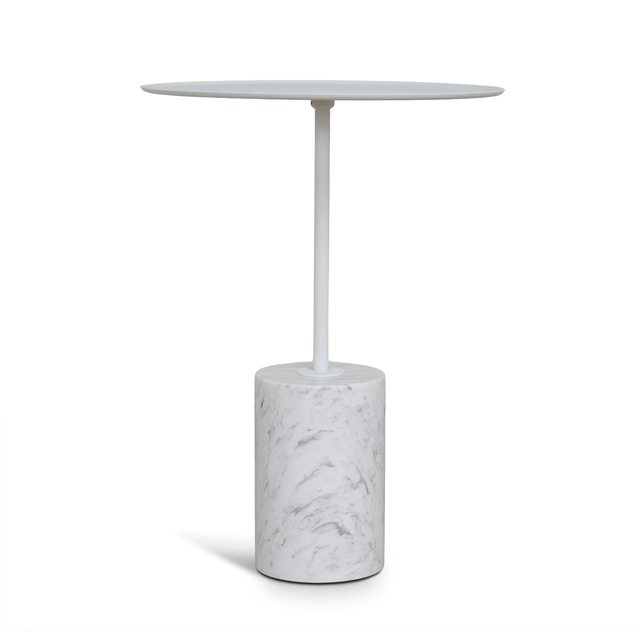 Showcasing Balimora 45cm Matte White Side Table - Carrara Marble ST10979-NY Side Table by Calibre Furniturs