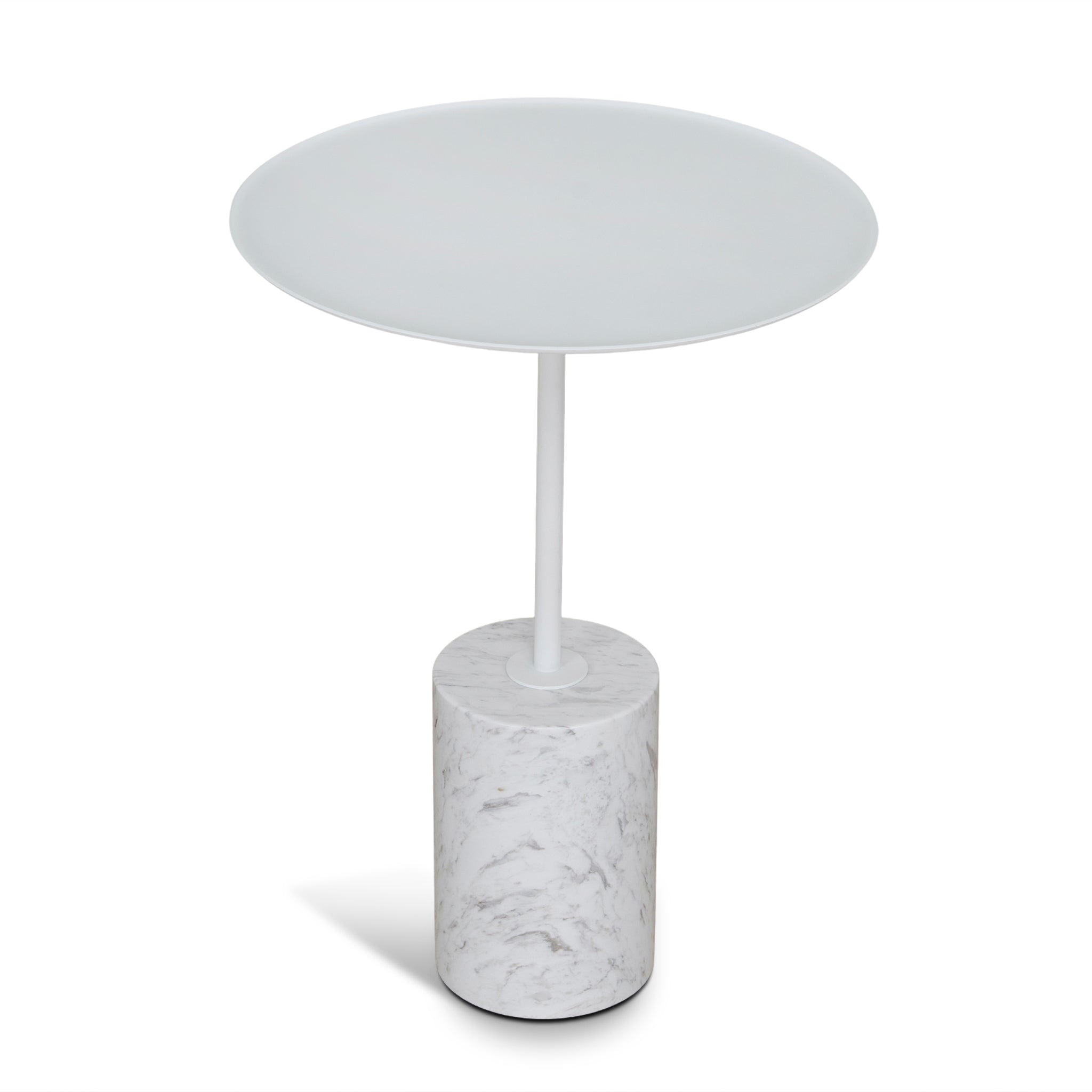 45cm Matte White Side Table - Carrara Marble