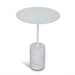 Showcasing Balimora 45cm Matte White Side Table - Carrara Marble ST10979-NY Side Table by Calibre Furniturs