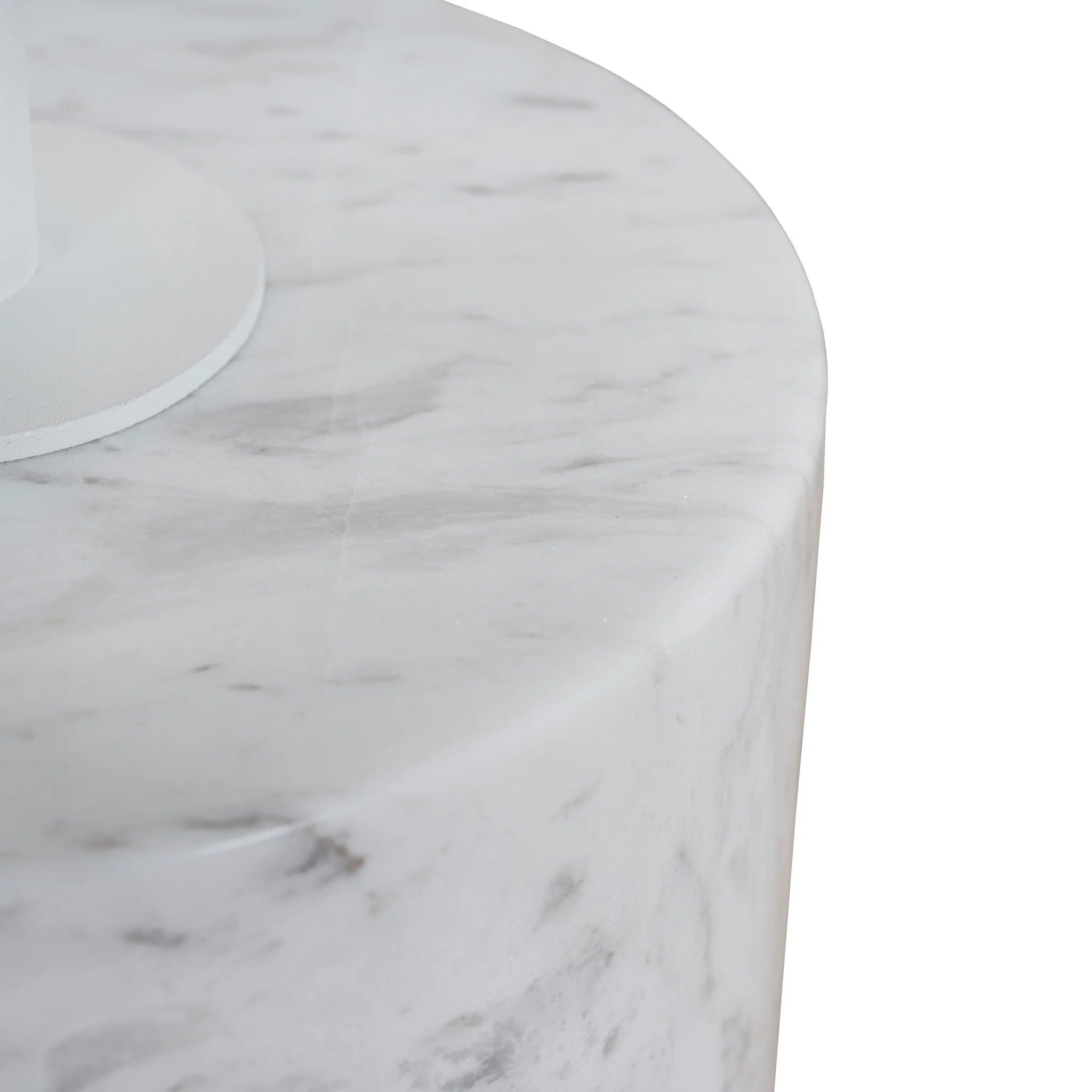 Balimora 45cm Matte White Side Table - Carrara Marble
