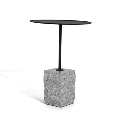 Showcasing Sacedora 45cm Matte Black Side Table - Faceted Granite Marble ST10980-NY Side Table by Calibre Furniturs