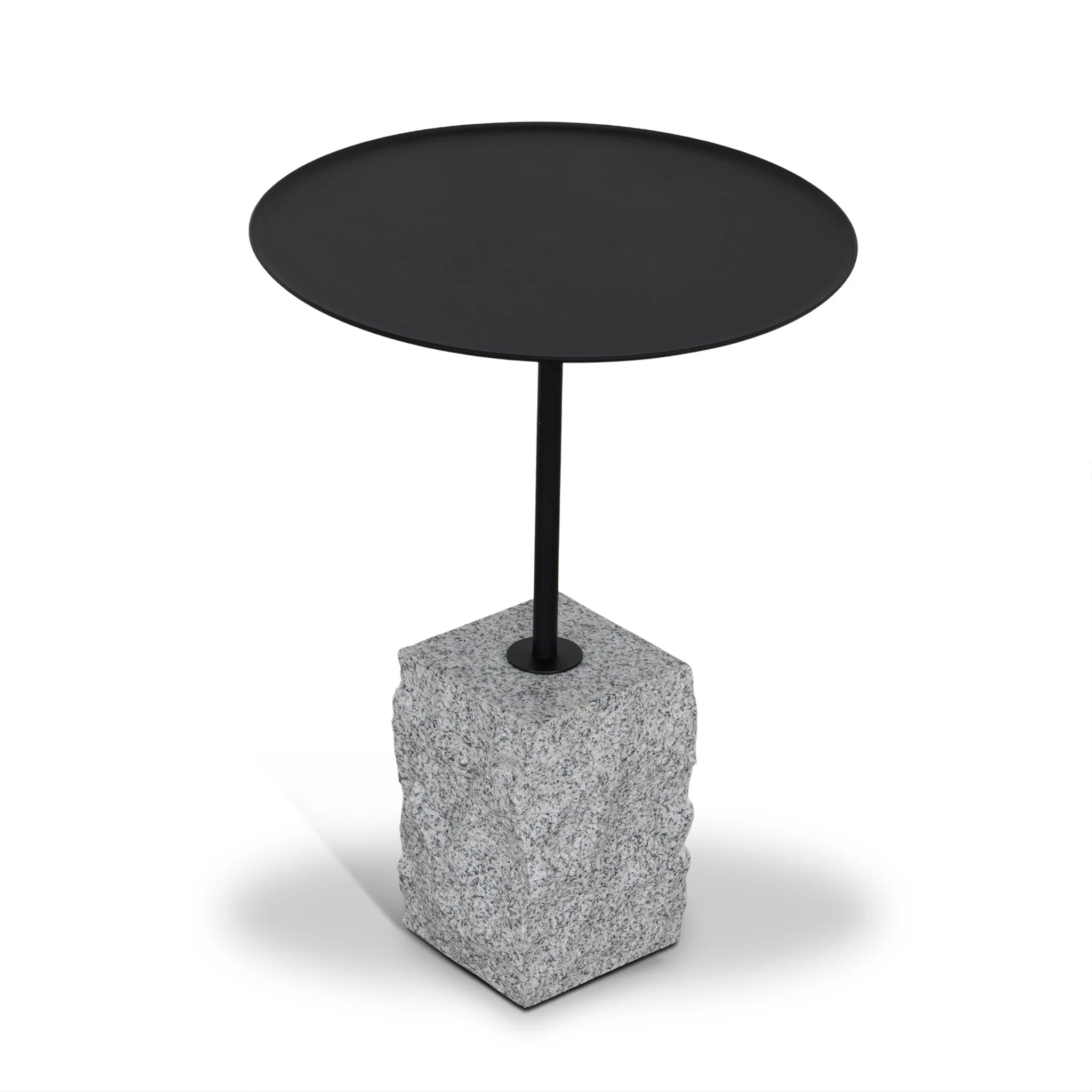 Showcasing Sacedora 45cm Matte Black Side Table - Faceted Granite Marble ST10980-NY Side Table by Calibre Furniturs