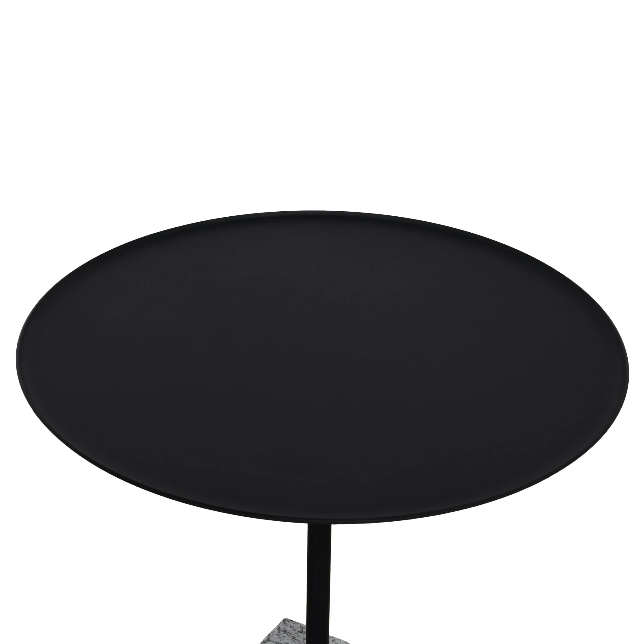 Sacedora 45cm Matte Black Side Table - Faceted Granite Marble