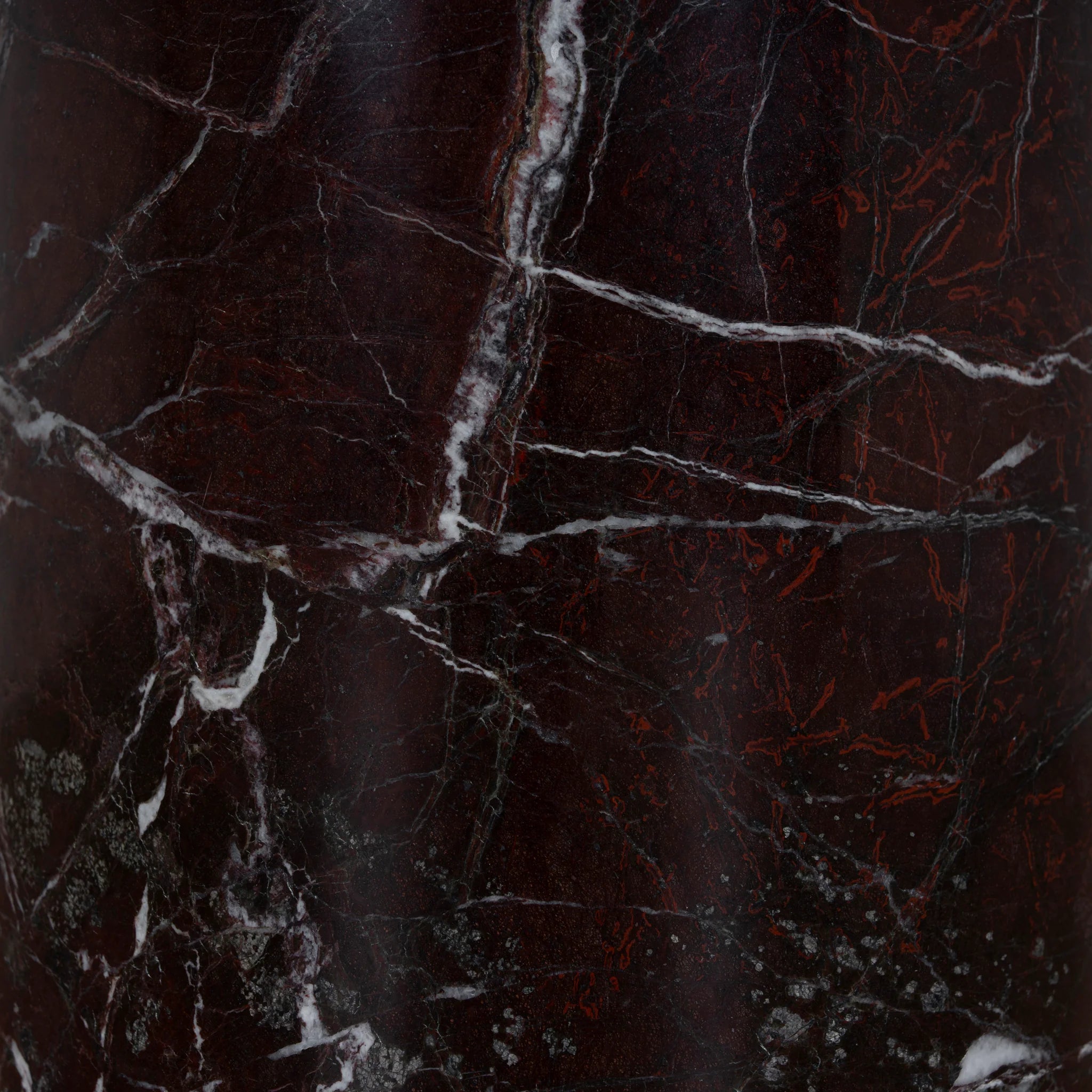 Vimosora 45cm Matte Black Side Table - Rosso Levanto Marble