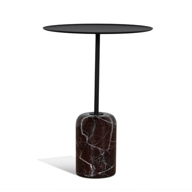 Showcasing Vimosora 45cm Matte Black Side Table - Rosso Levanto Marble ST10981-NY Side Table by Calibre Furniturs