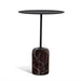 Showcasing Vimosora 45cm Matte Black Side Table - Rosso Levanto Marble ST10981-NY Side Table by Calibre Furniturs