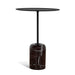 Showcasing Vimosora 45cm Matte Black Side Table - Rosso Levanto Marble ST10981-NY Side Table by Calibre Furniturs
