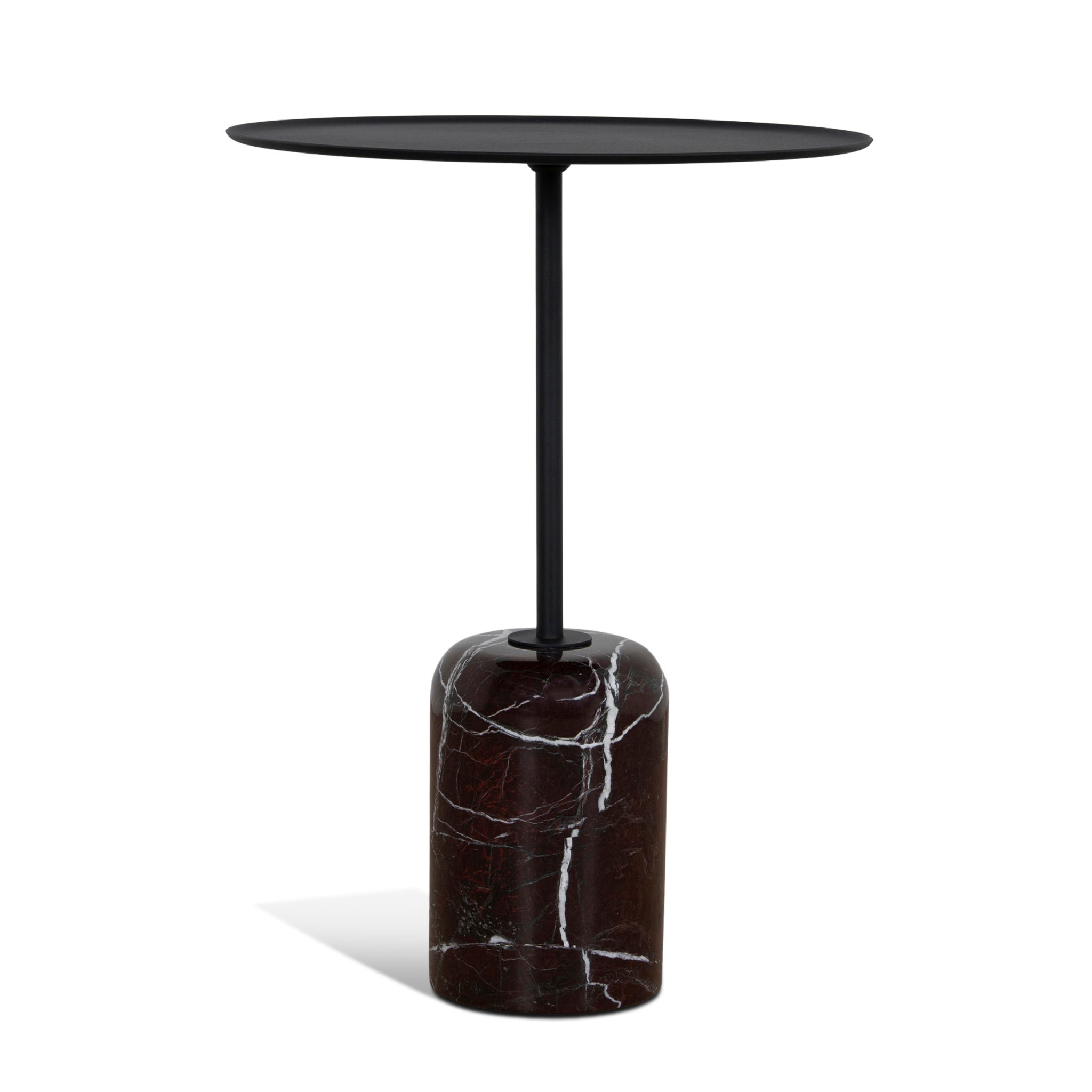 45cm Matte Black Side Table - Rosso Levanto Marble