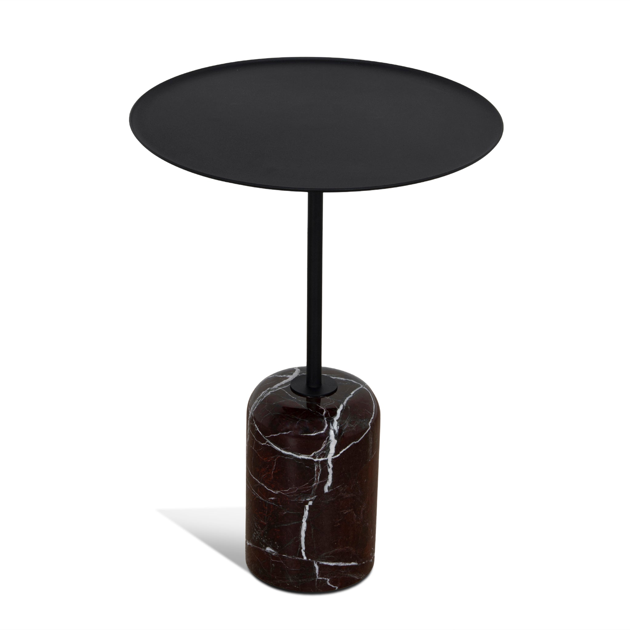 45cm Matte Black Side Table - Rosso Levanto Marble