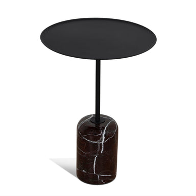 Showcasing Vimosora 45cm Matte Black Side Table - Rosso Levanto Marble ST10981-NY Side Table by Calibre Furniturs