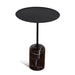 Showcasing Vimosora 45cm Matte Black Side Table - Rosso Levanto Marble ST10981-NY Side Table by Calibre Furniturs
