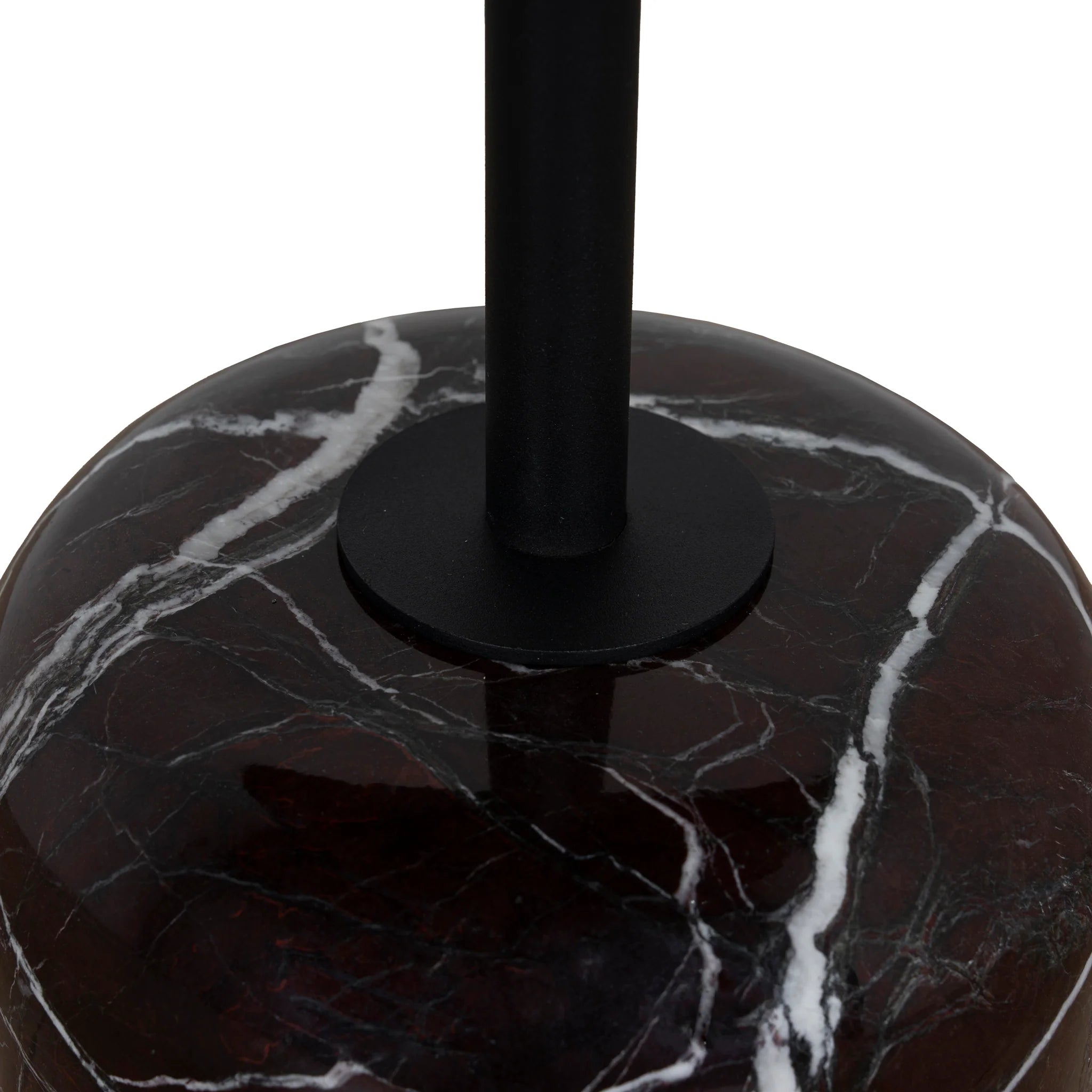 Vimosora 45cm Matte Black Side Table - Rosso Levanto Marble
