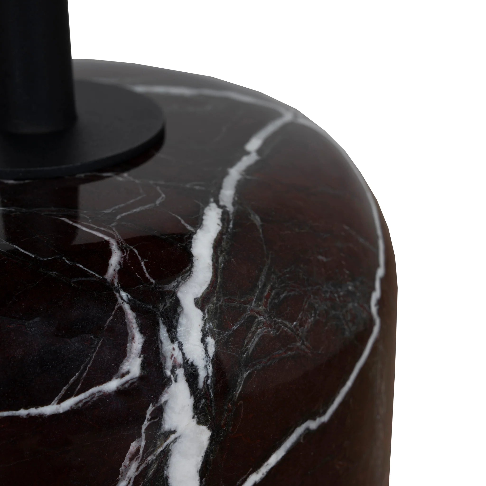 Vimosora 45cm Matte Black Side Table - Rosso Levanto Marble
