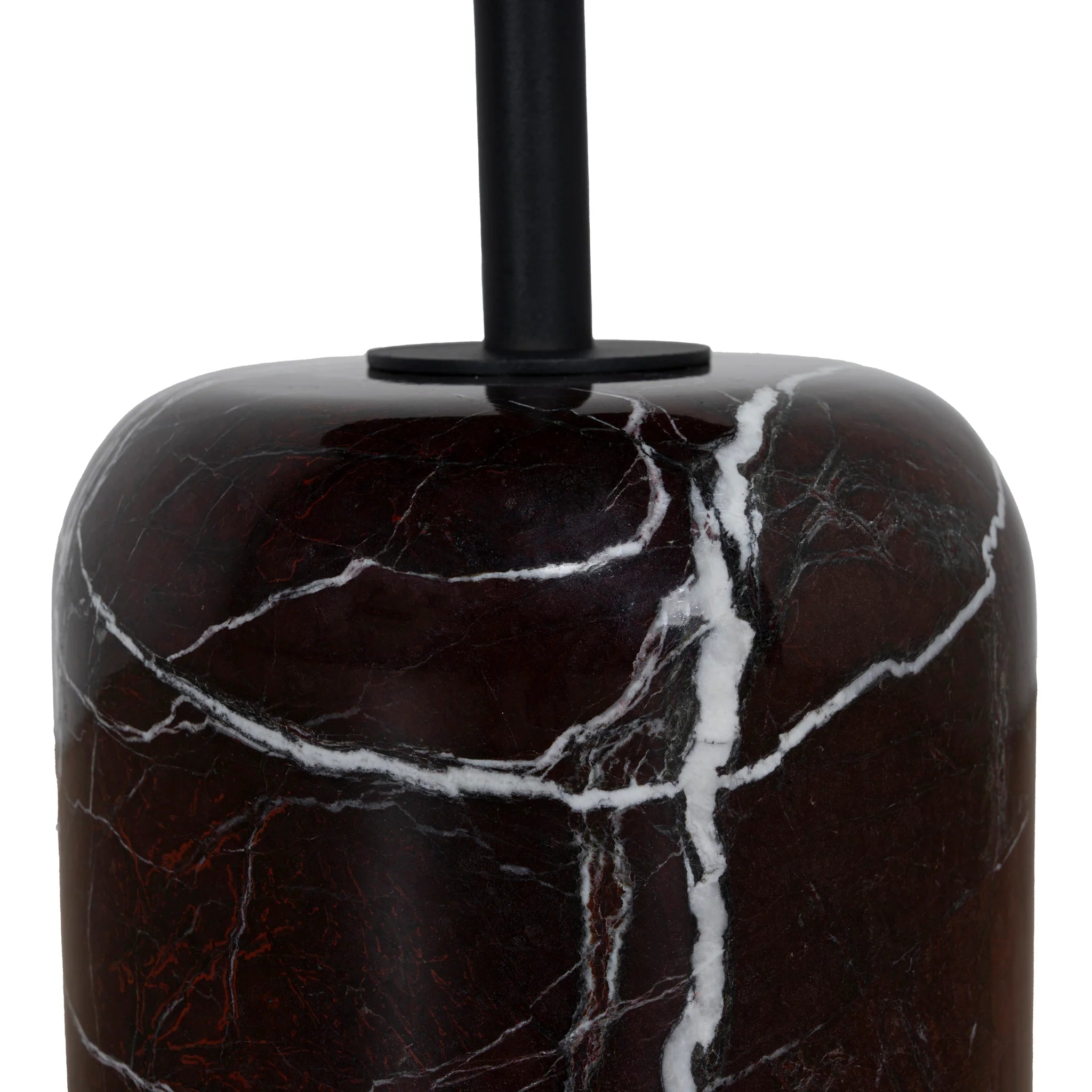 Vimosora 45cm Matte Black Side Table - Rosso Levanto Marble