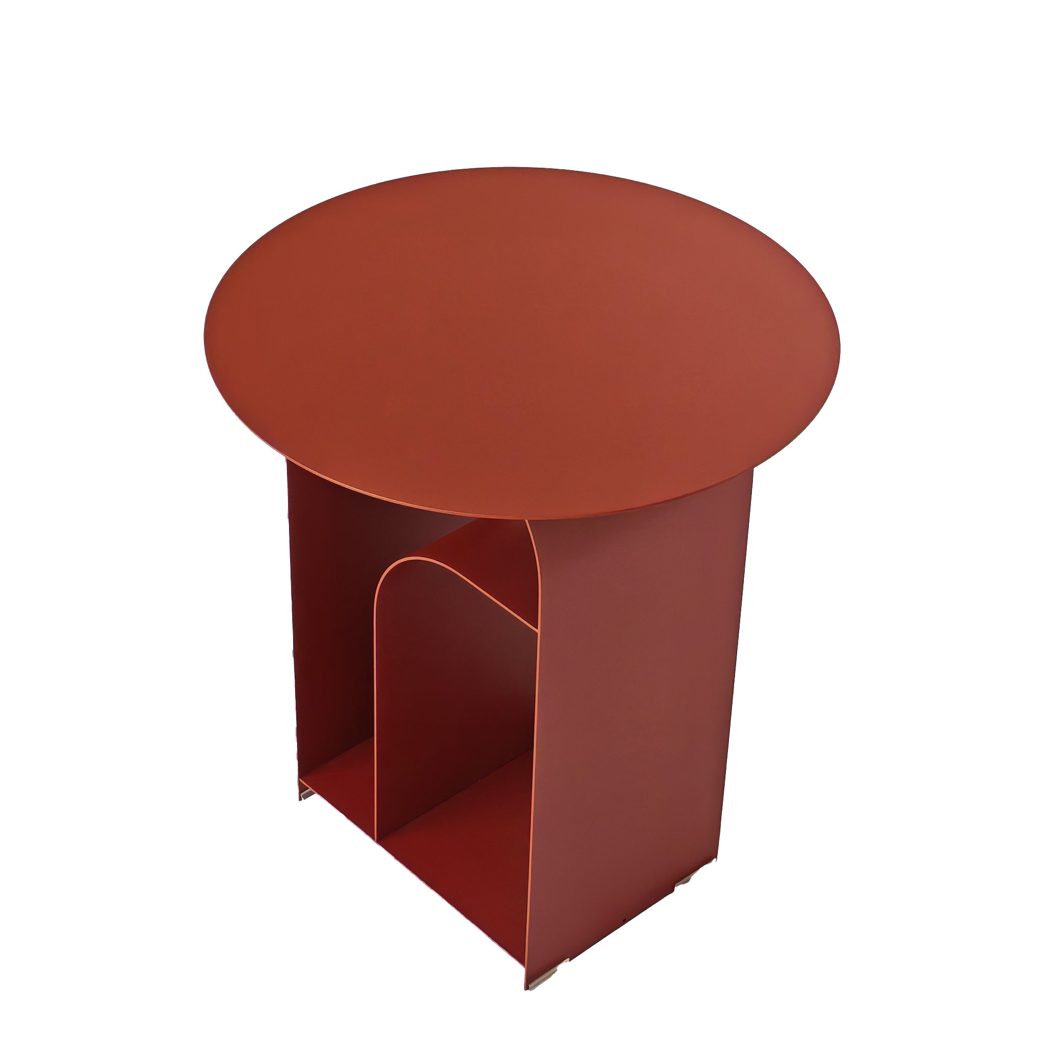 38cm Round Side Table - Burgundy Red