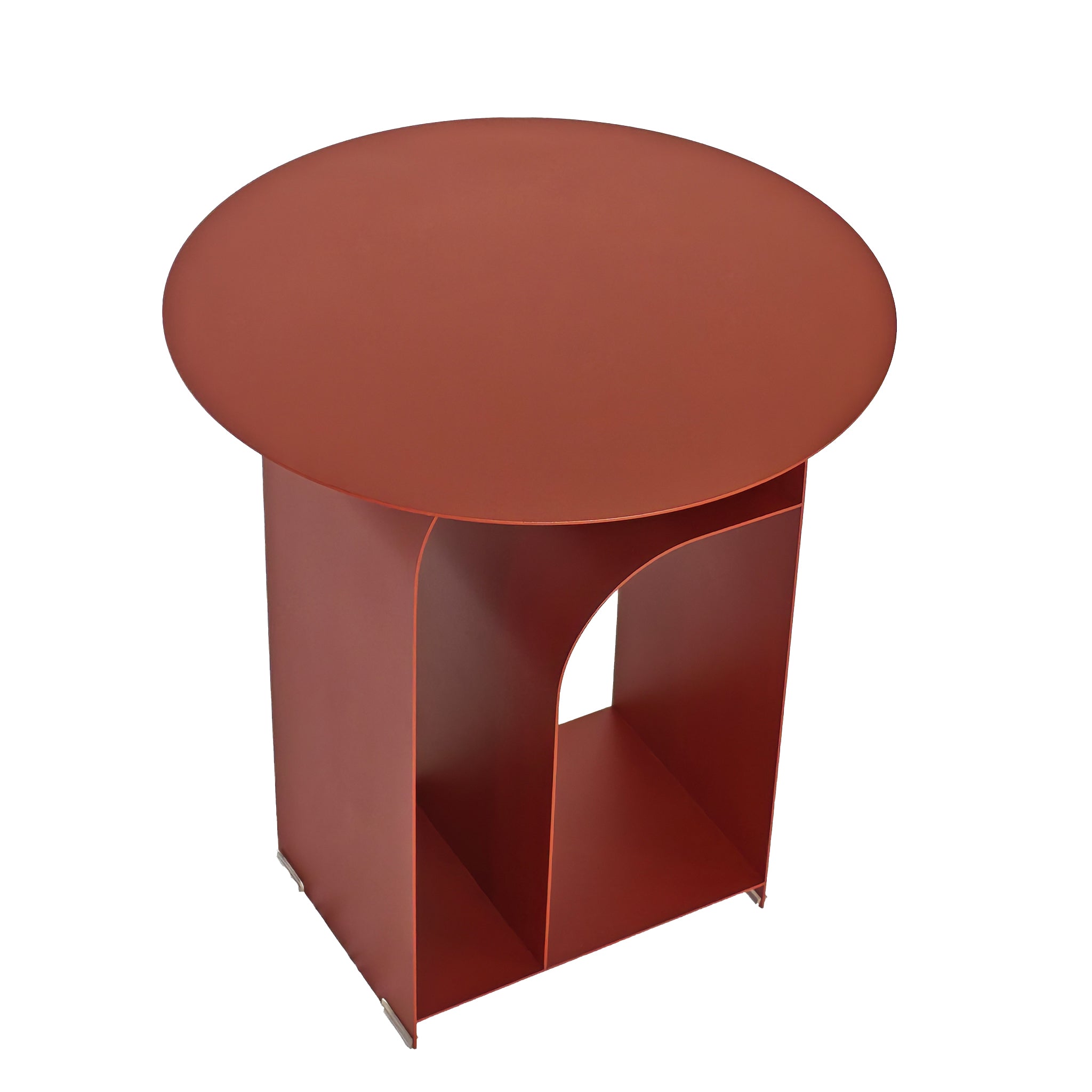 38cm Round Side Table - Burgundy Red