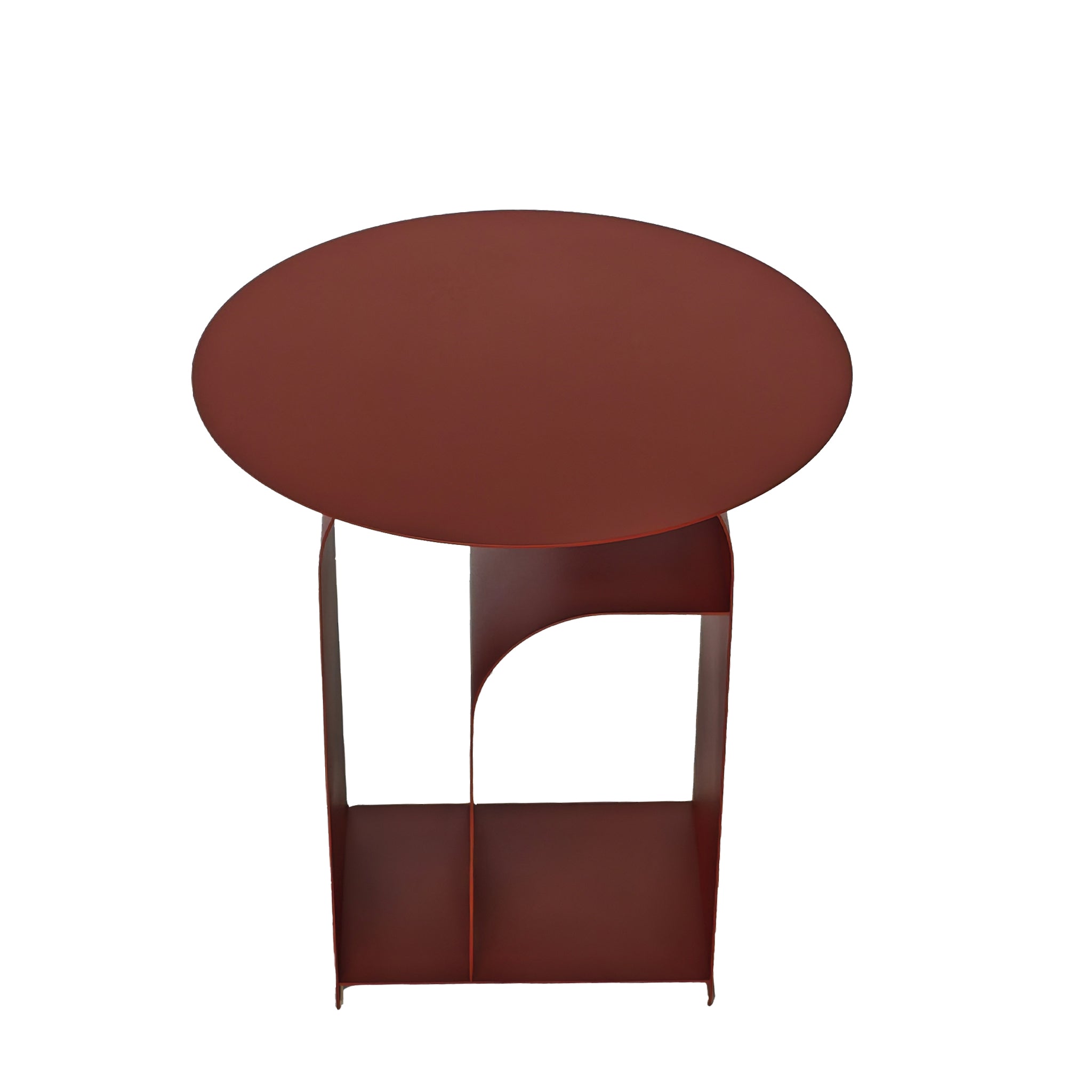 38cm Round Side Table - Burgundy Red