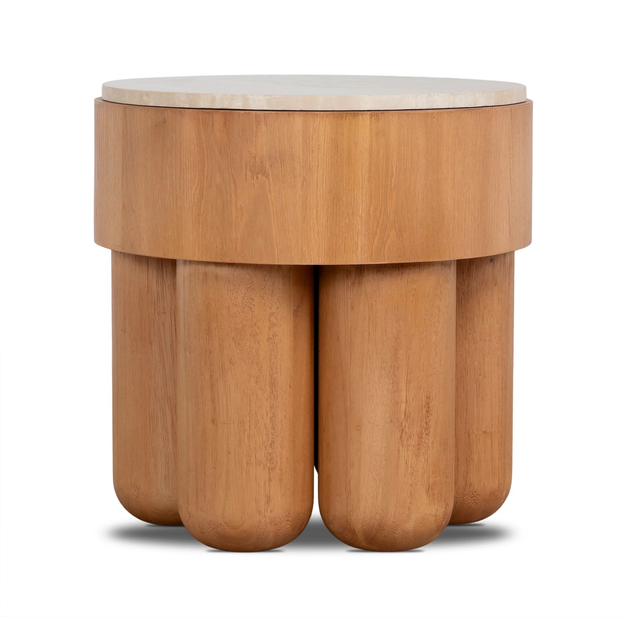 Showcasing Keralo 50cm Round Travertine Side Table - Natural ST12149-NI Side Table by Calibre Furniturs