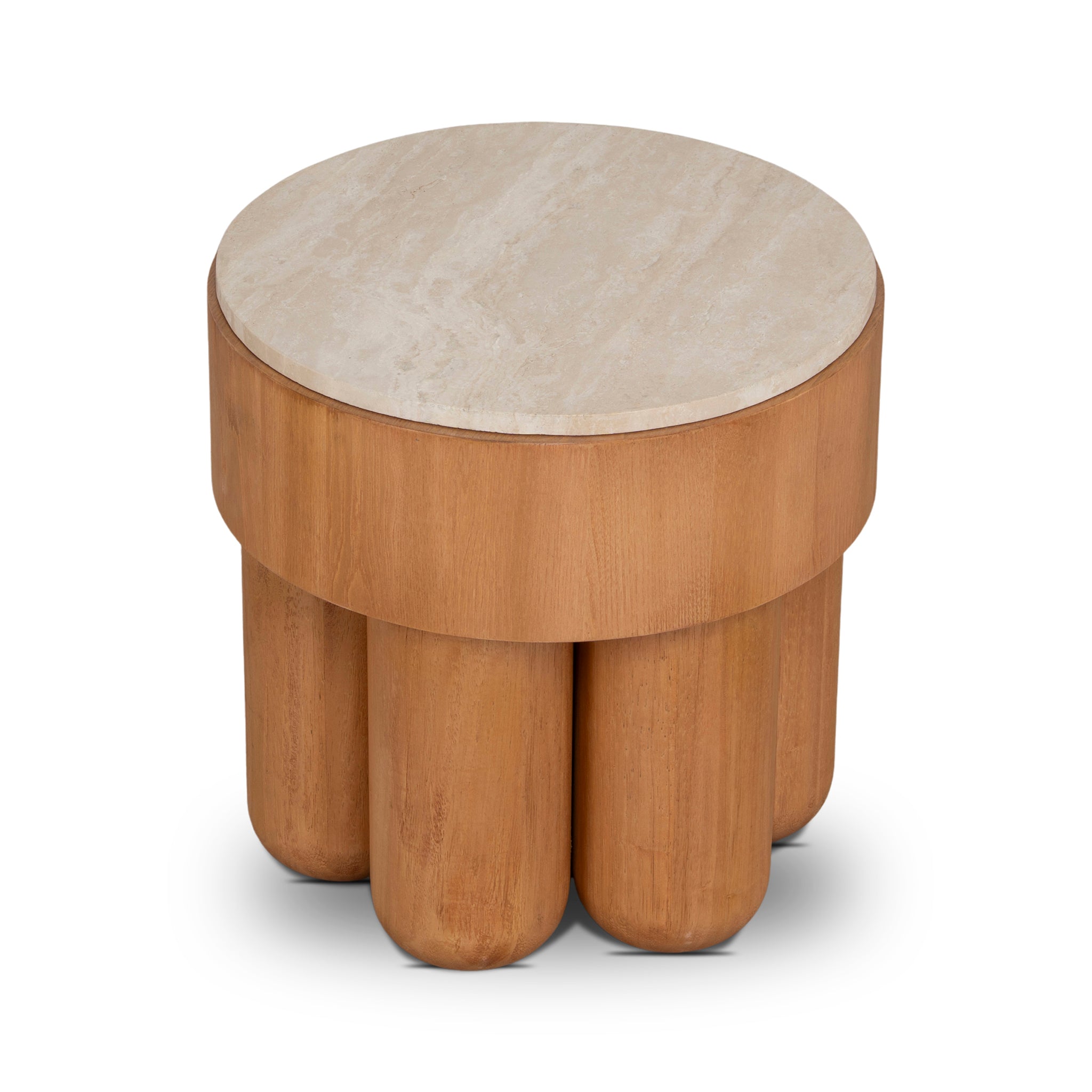 50cm Round Travertine Side Table - Natural - image 3