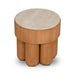 Showcasing Keralo 50cm Round Travertine Side Table - Natural ST12149-NI Side Table by Calibre Furniturs