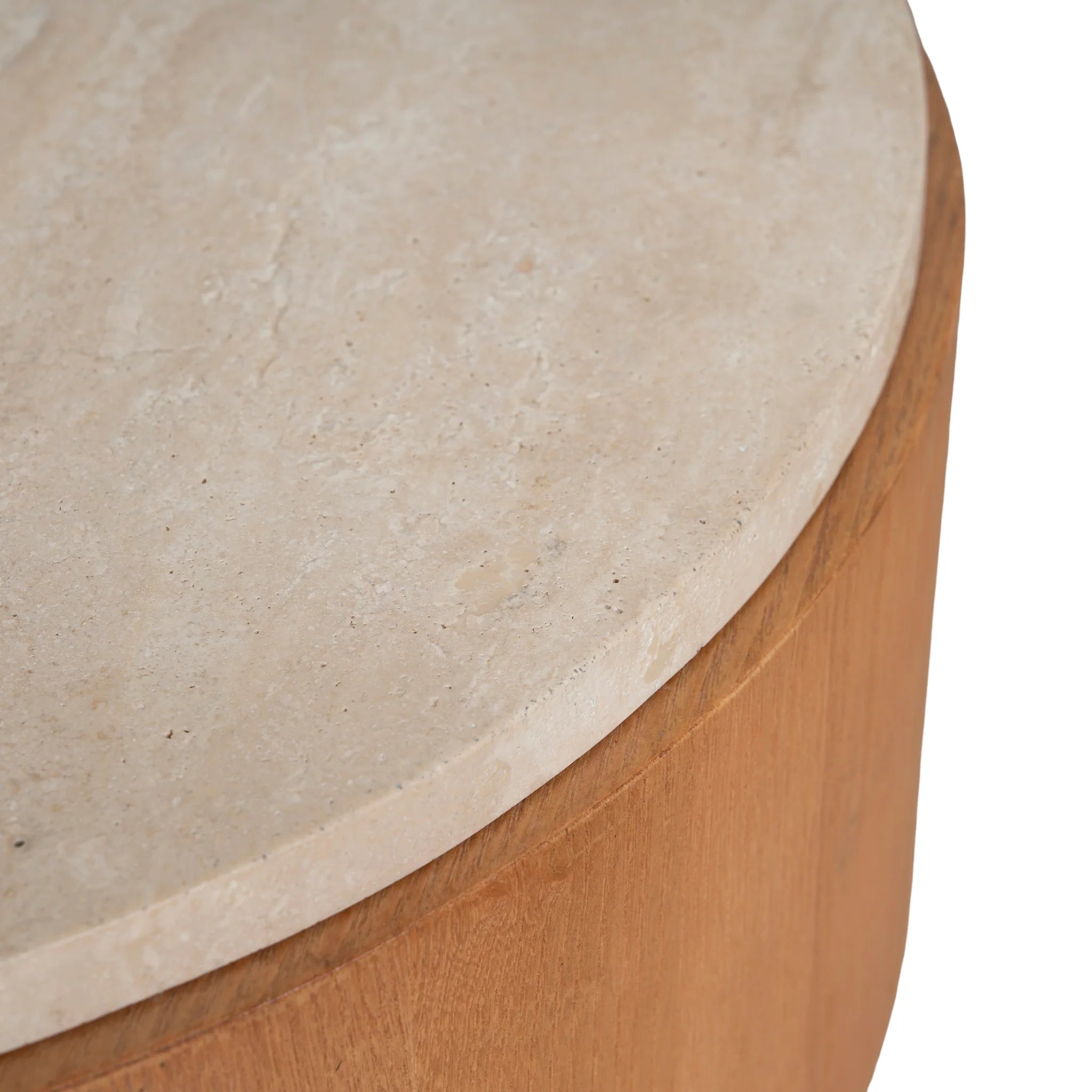 Keralo 50cm Round Travertine Side Table - Natural