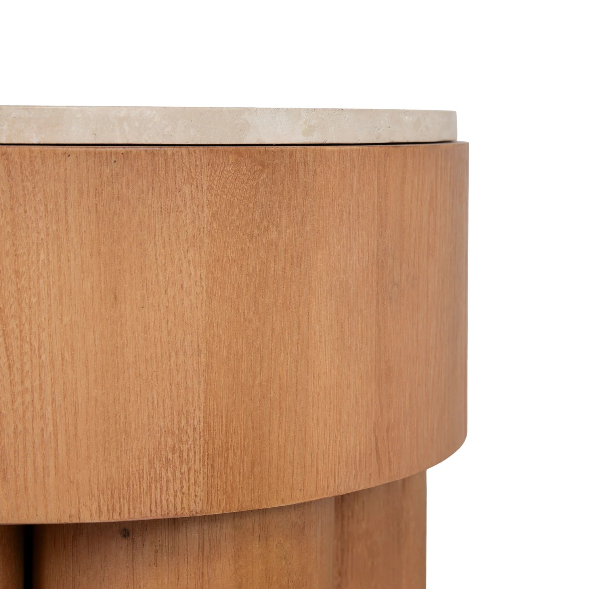 Keralo 50cm Round Travertine Side Table - Natural