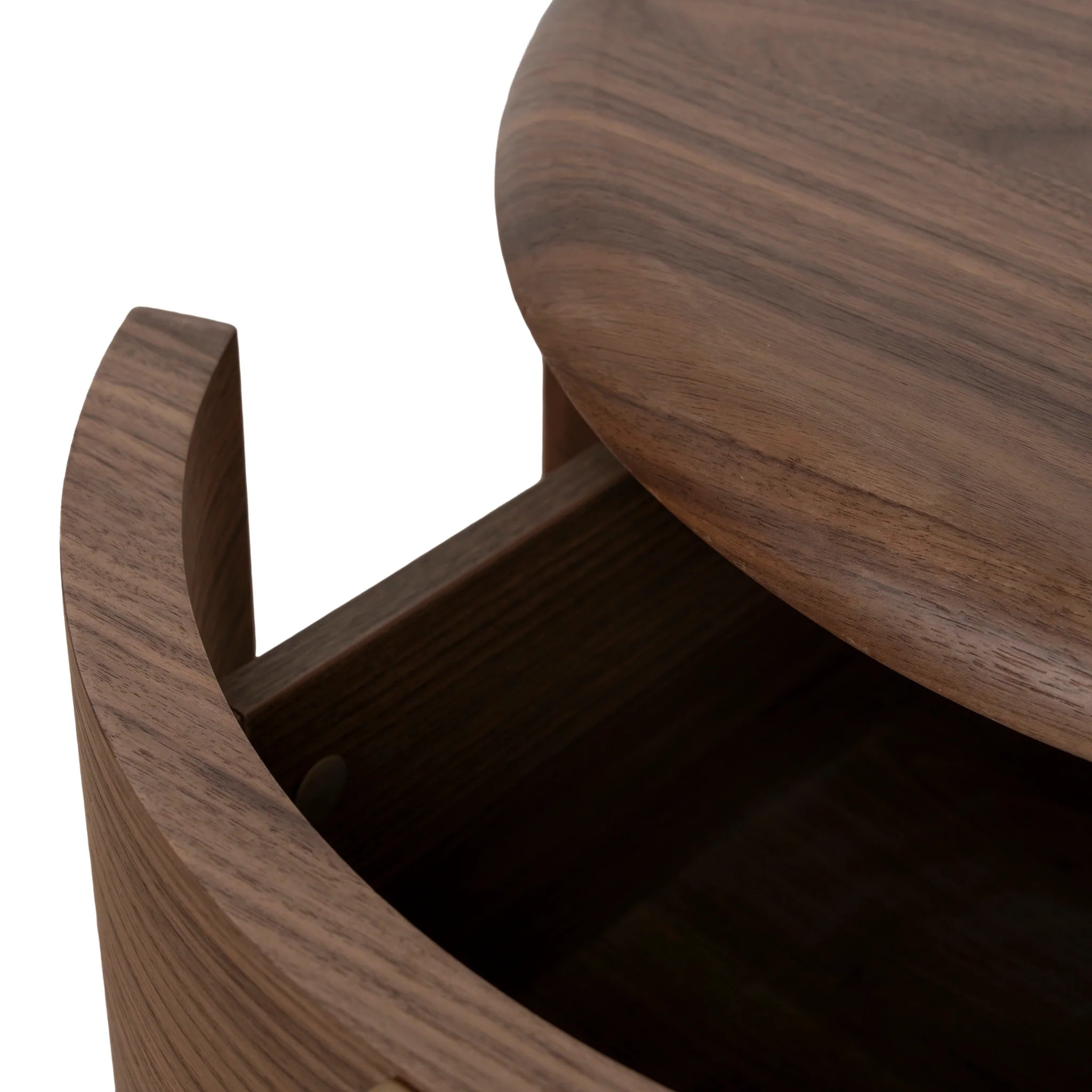 Pilosora 46cm Round Bedside Table - Walnut