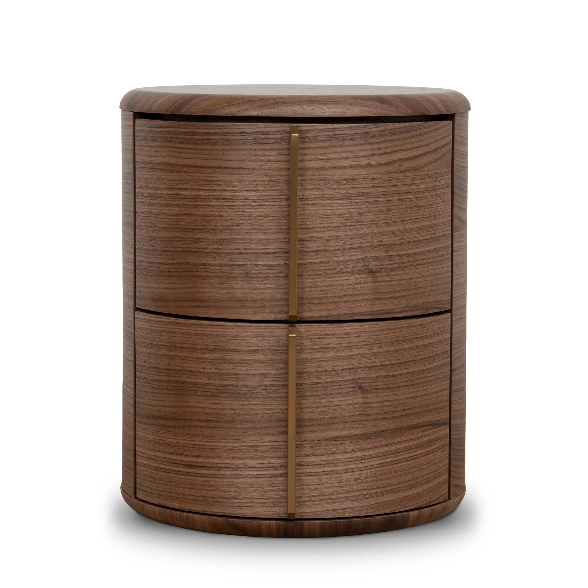 Showcasing Pilosora 46cm Round Bedside Table - Walnut ST12279-CN Bedside Table by Calibre Furniturs