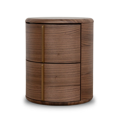 Showcasing Pilosora 46cm Round Bedside Table - Walnut ST12279-CN Bedside Table by Calibre Furniturs