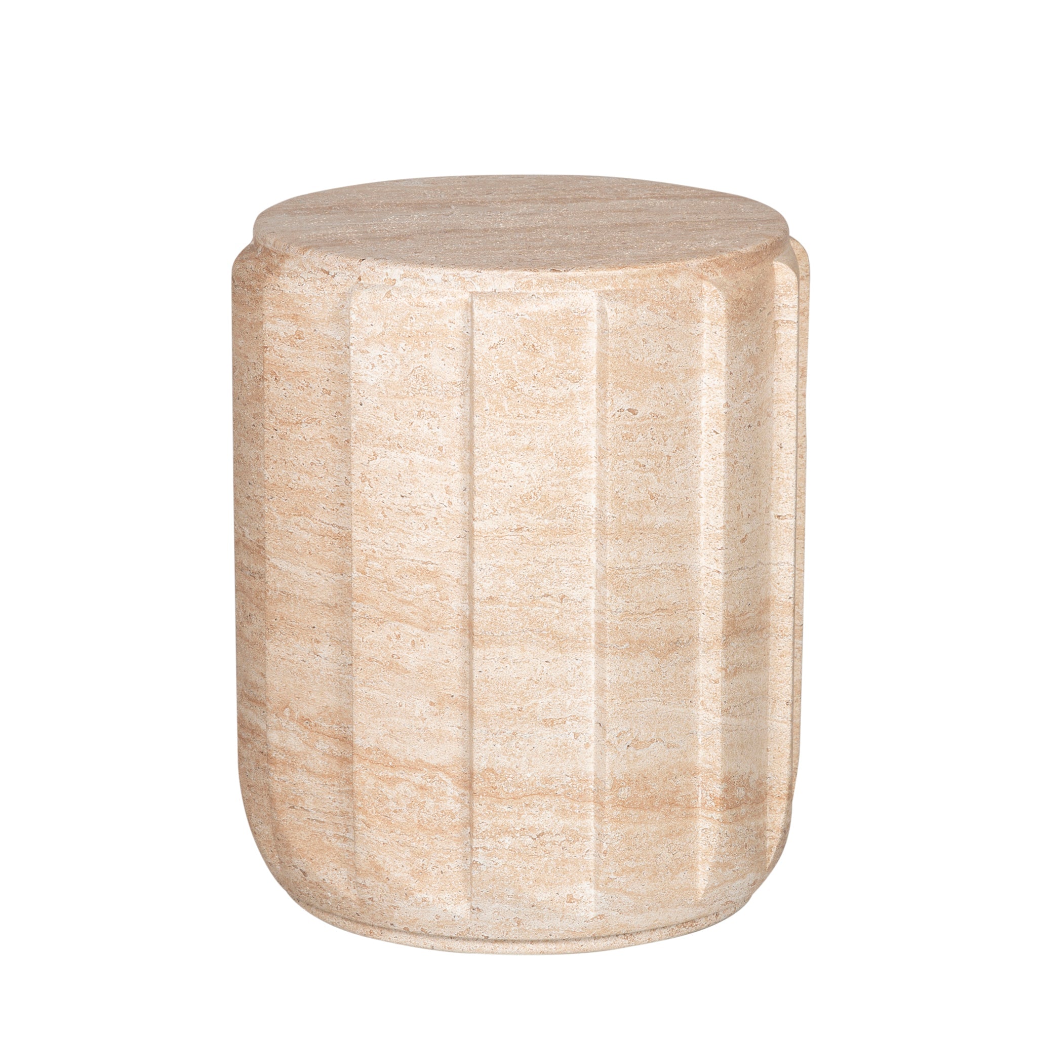 CST12285-CO 38cm Stool Side Table - Light Travertine Look