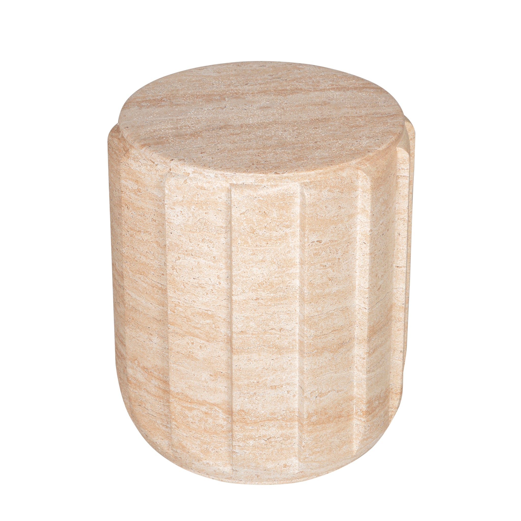 CST12285-CO 38cm Stool Side Table - Light Travertine Look
