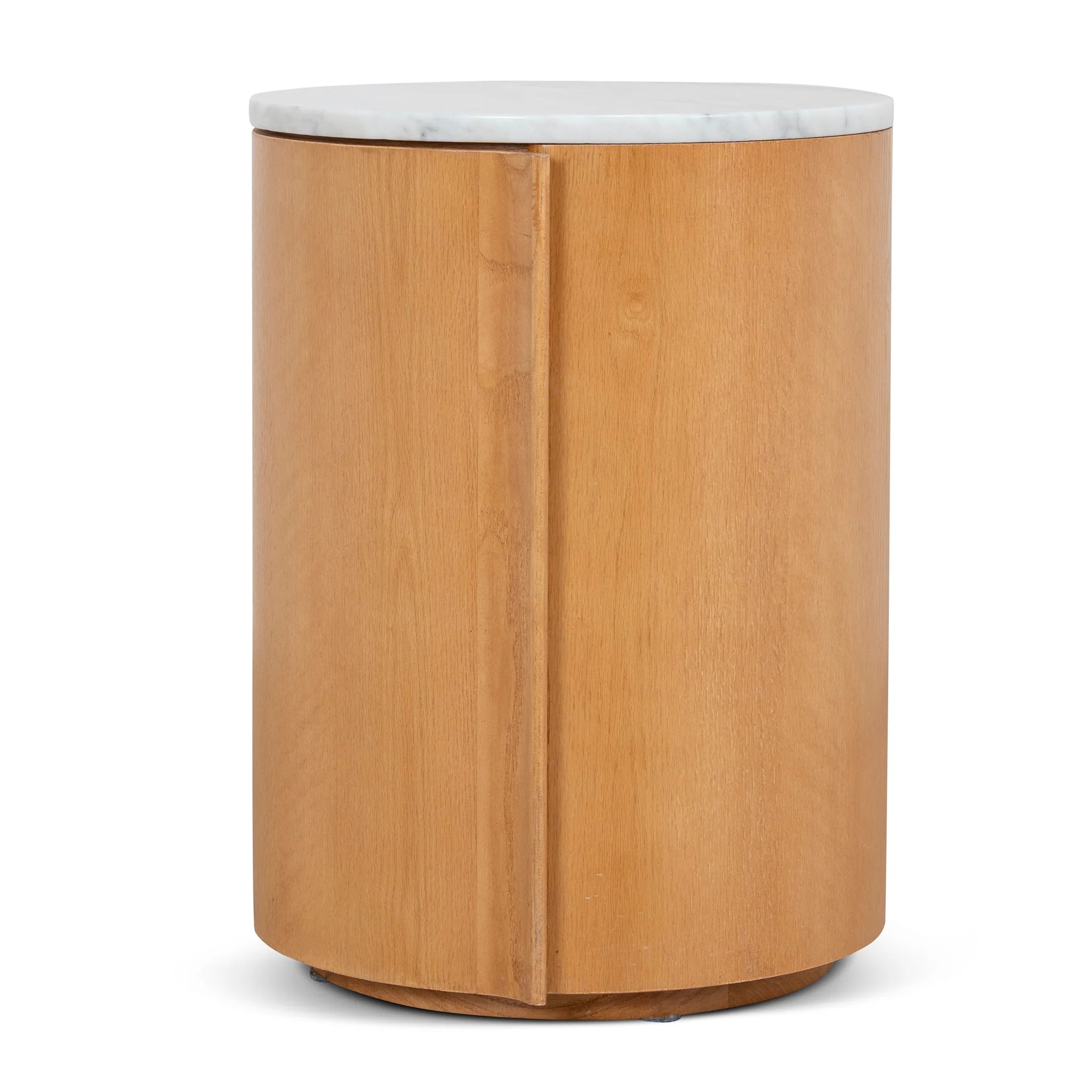 Showcasing Kilara Round Bedside Table - Natural ST12355-NI Bedside Table by Calibre Furniturs