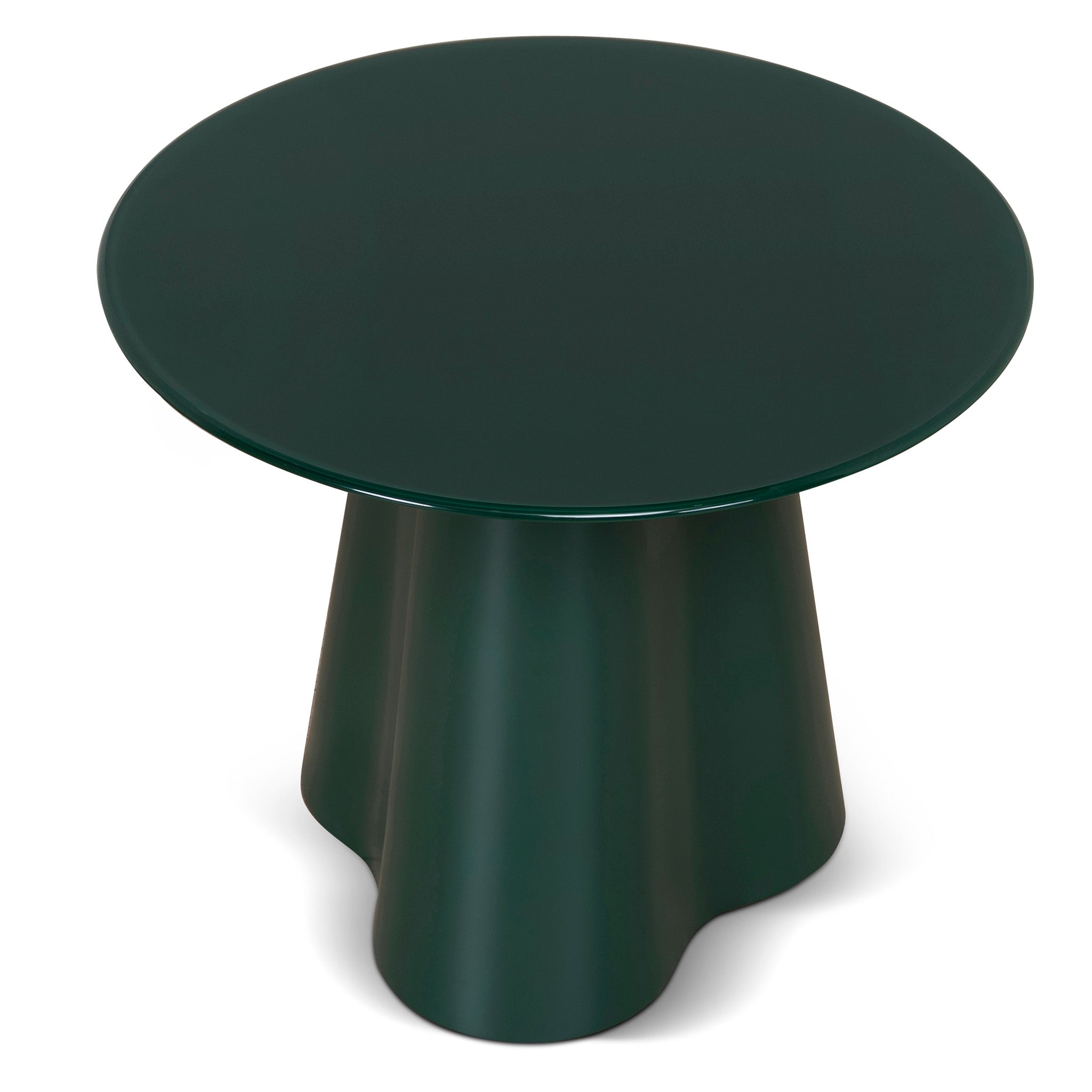60cm Round Tempered Glass Side Table - Green