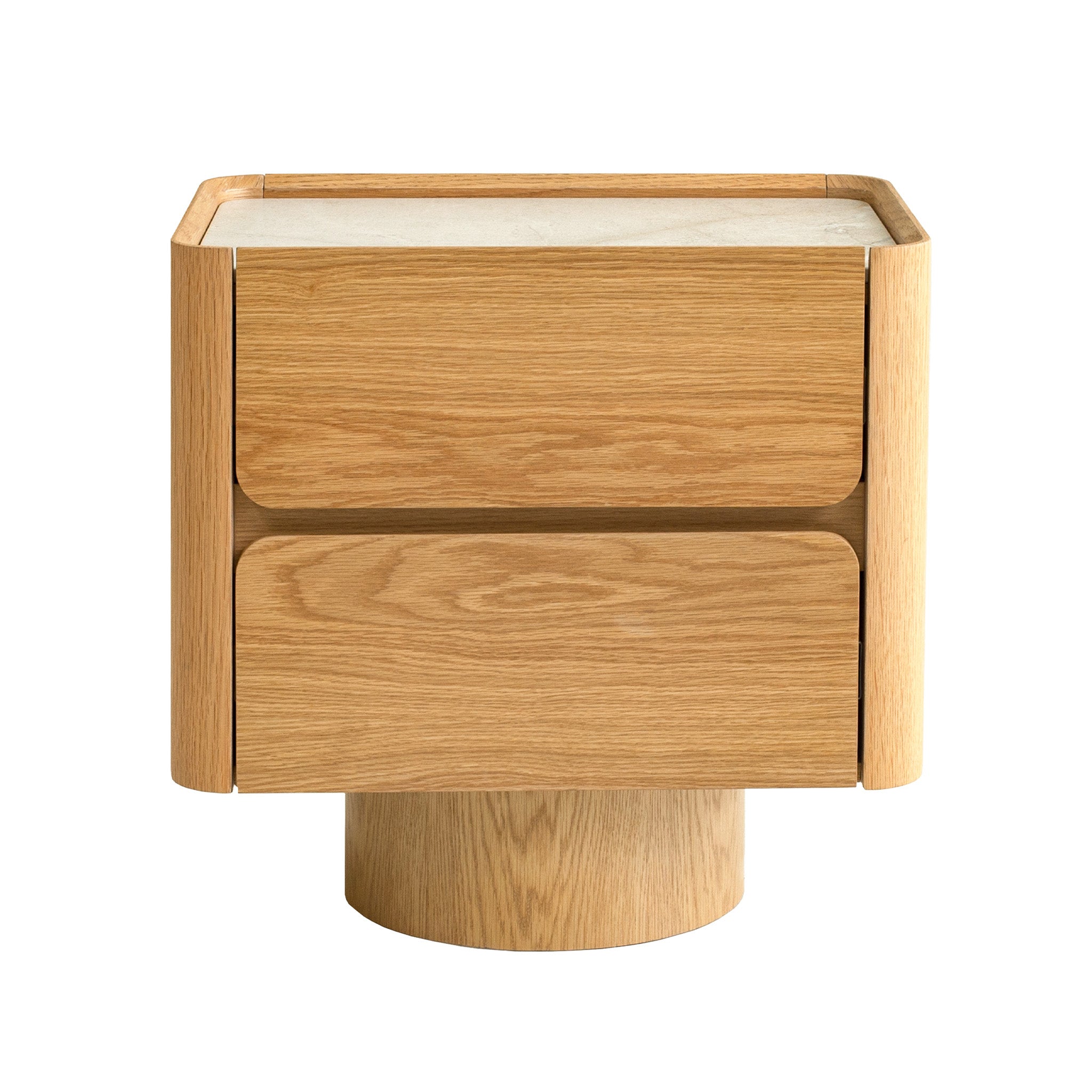 CST12554-IG 57cm Stone Top Bedside Table - Natural