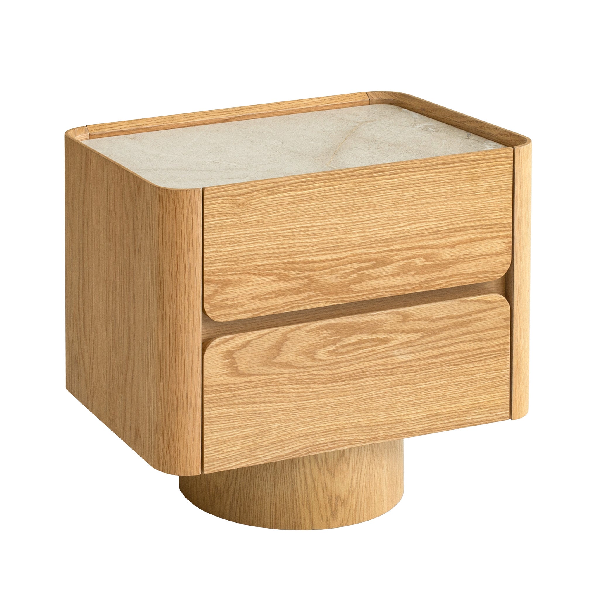 CST12554-IG 57cm Stone Top Bedside Table - Natural